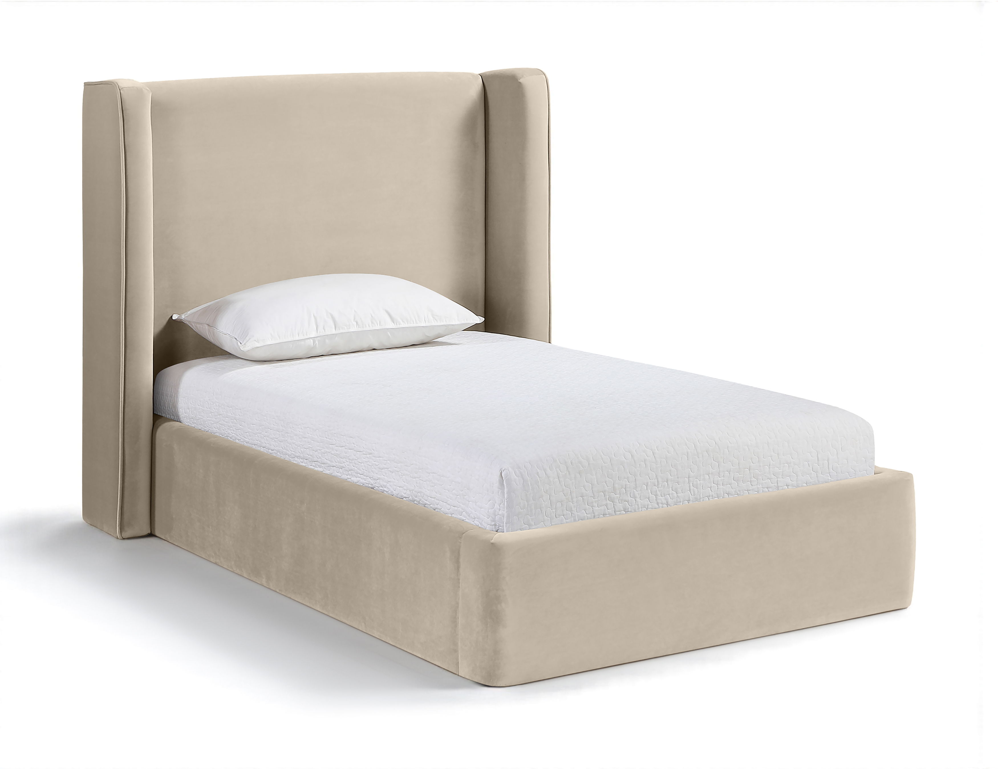 Kendall - Velvet Upholstered Twin Bed - Cream