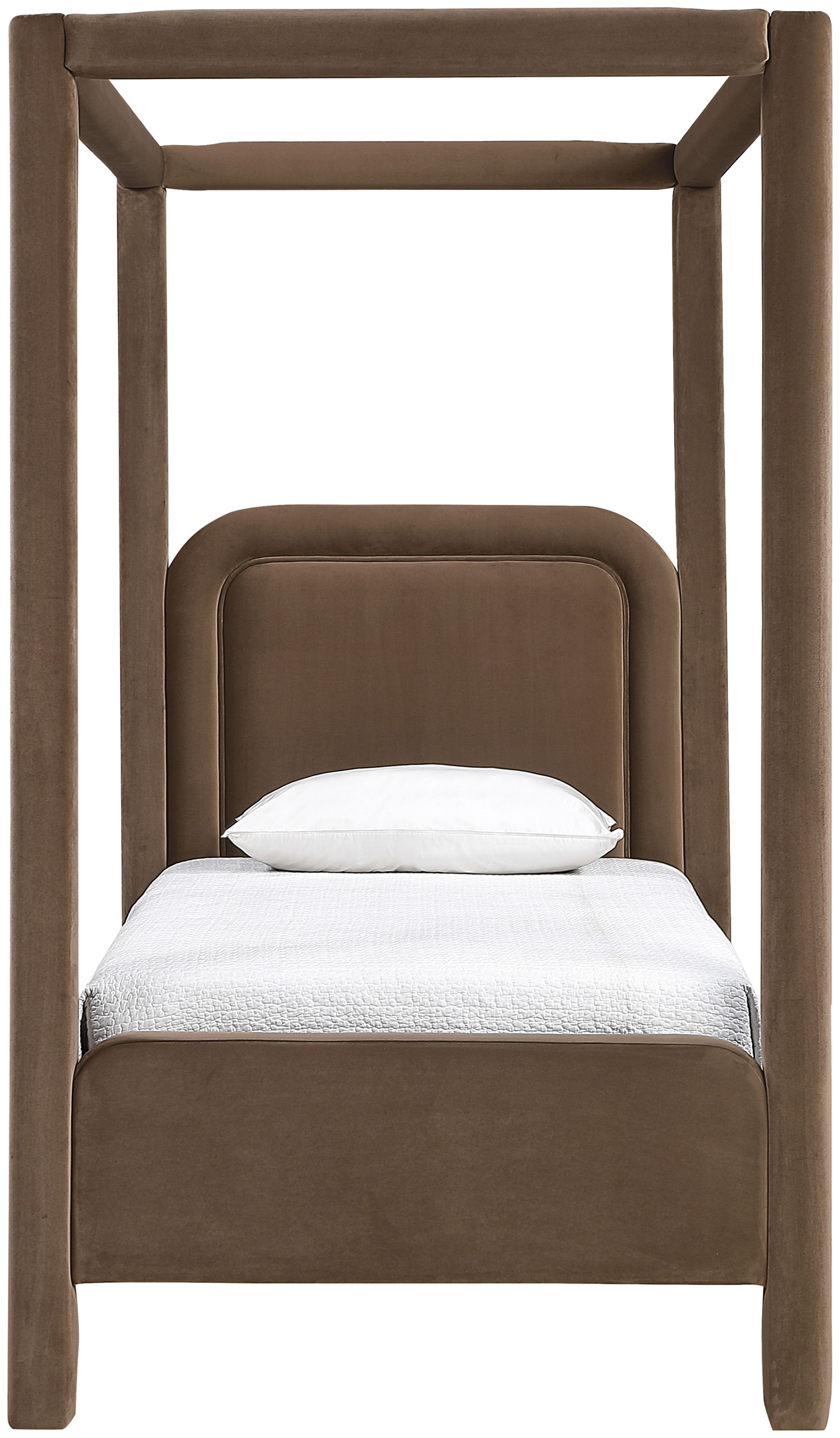 Salina - Velvet Upholstered Twin Bed - Brown