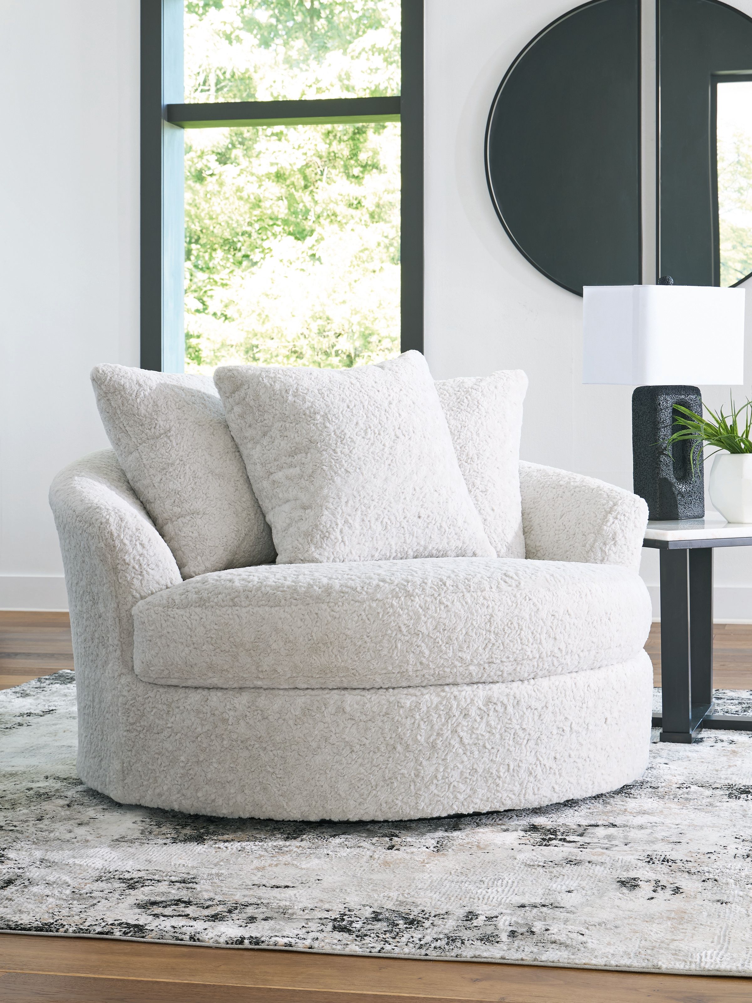 Ashley Furniture Cuddle Plush - Oversized Swivel Accent Chair - Arctic - Image 2