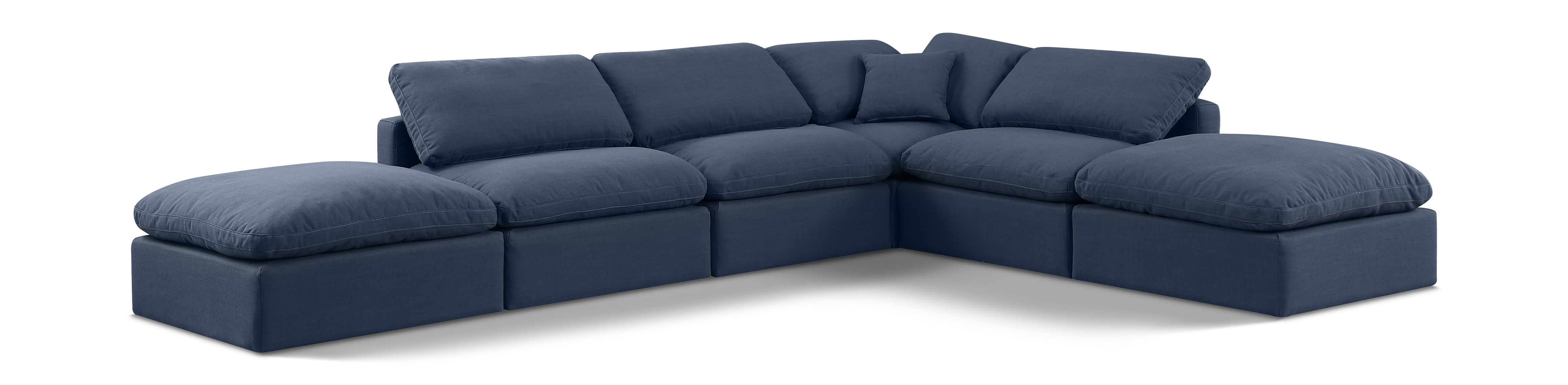 Indulge - Linen 6 Piece Modular Armless Sectional - Navy