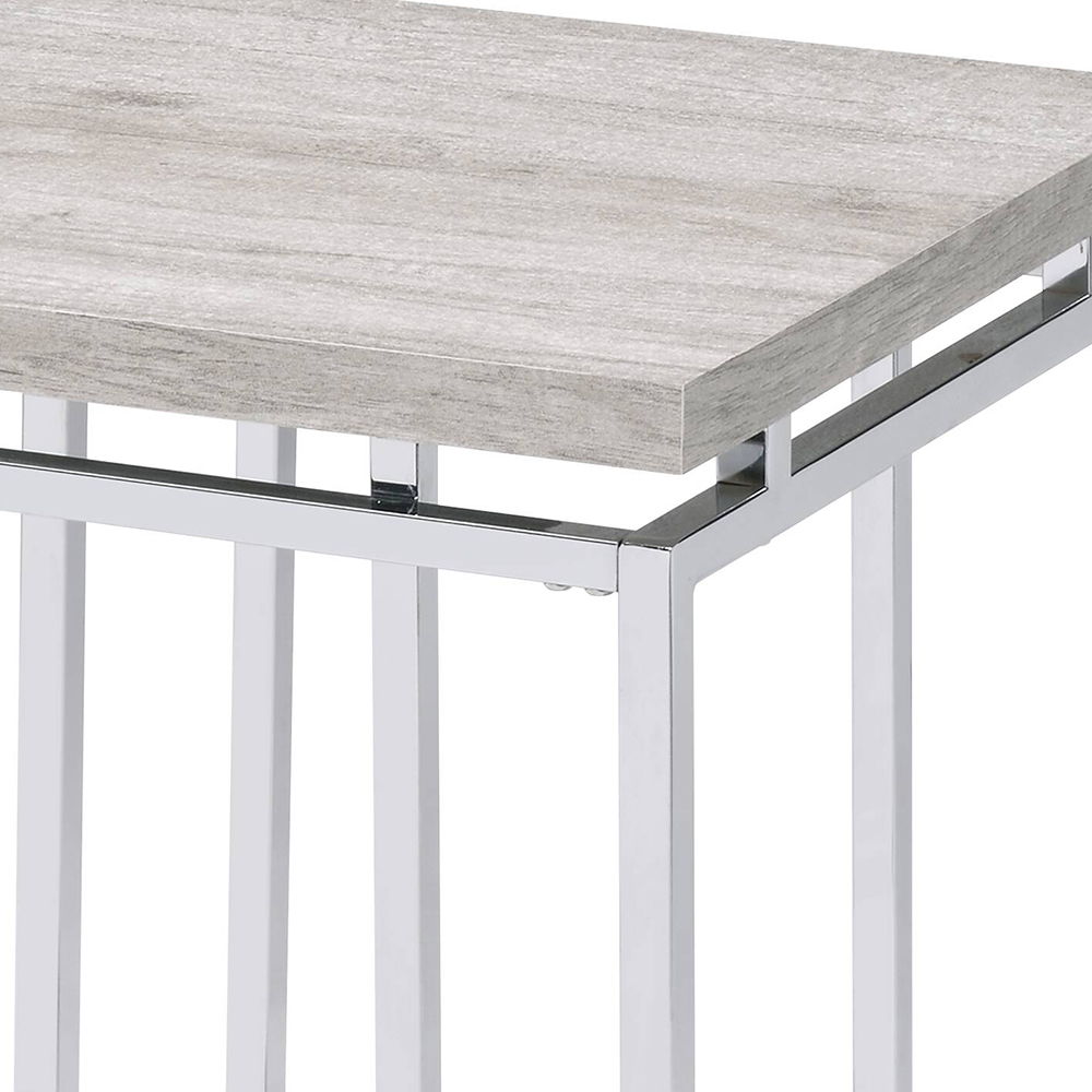 Chafik - End Table - Natural Oak & Chrome, light brown, view 4