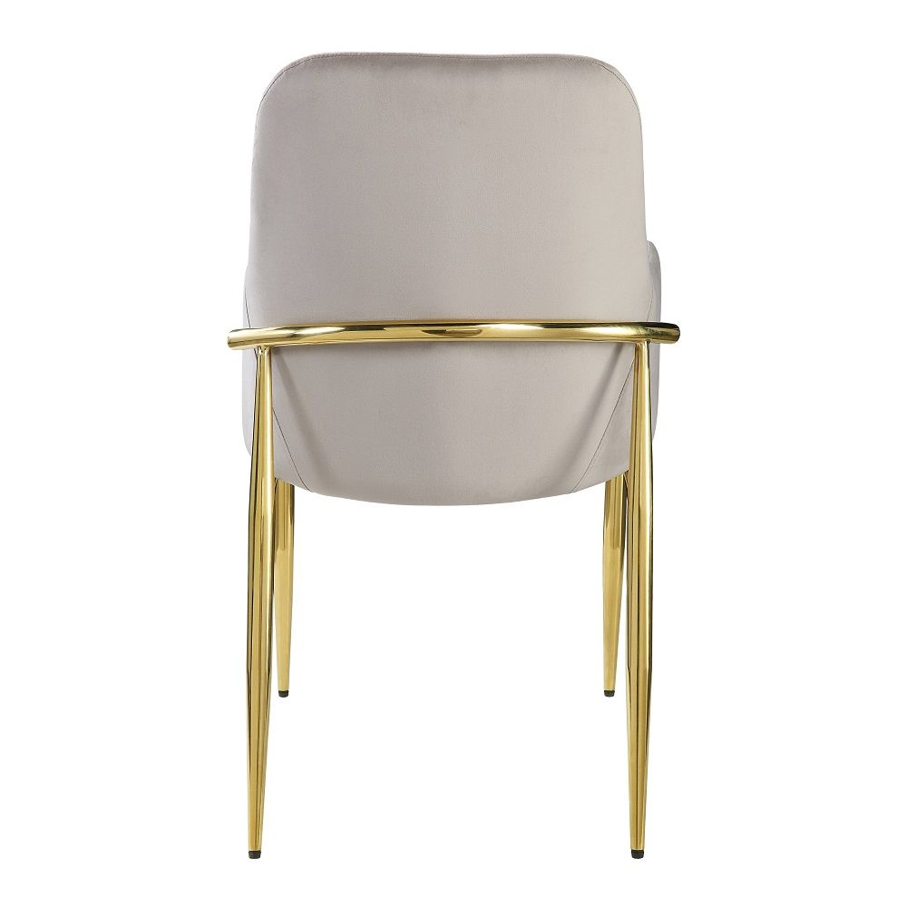 Barnard - Side Chair (Set of 2) - Gray Velvet & Mirrored Gold, beige, view 3