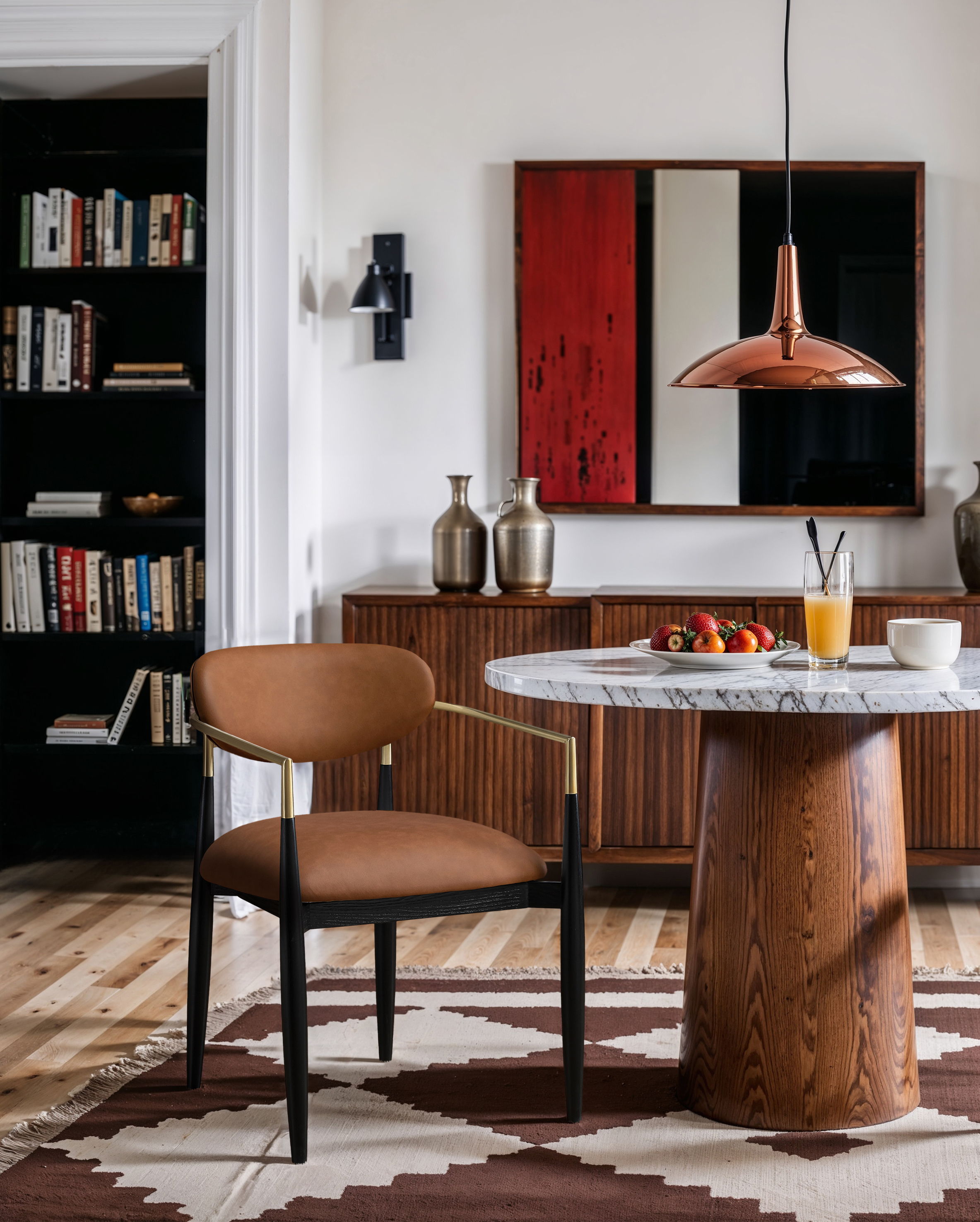 Riccio - Vegan Leather Upholstered Dining Arm Chair (Set of 2) - Cognac