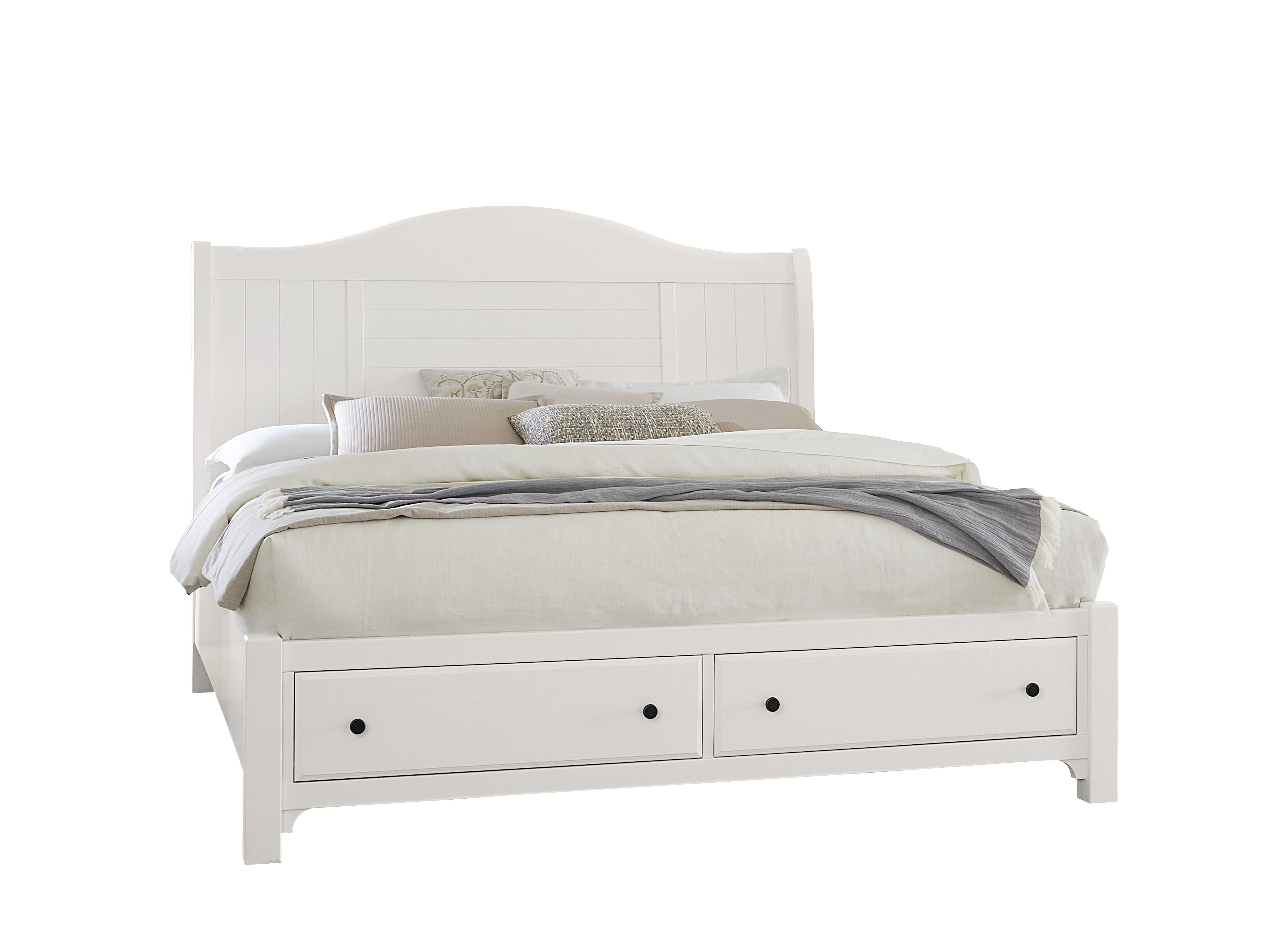 Cool Farmhouse - King Sleigh Footboard Storage Bed - Soft White