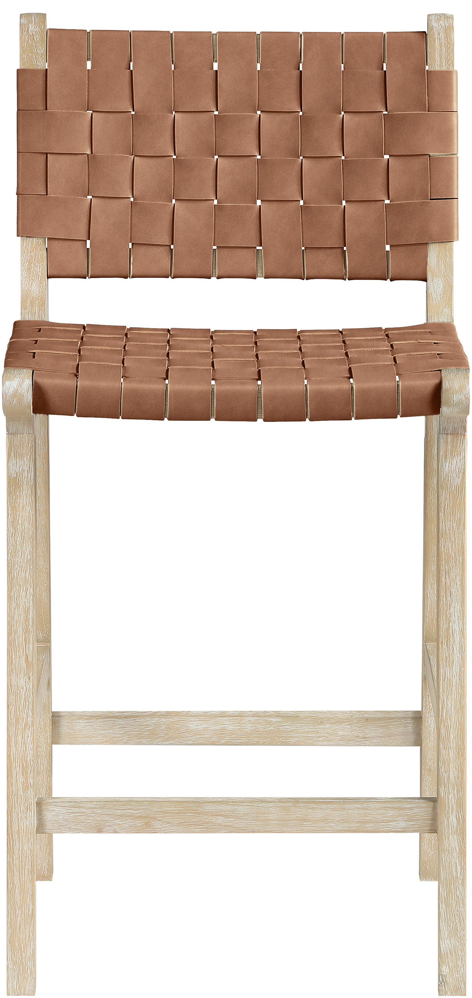 Entwine - Vegan Leather Upholstered Counter Stool - Brown / Painted Natural