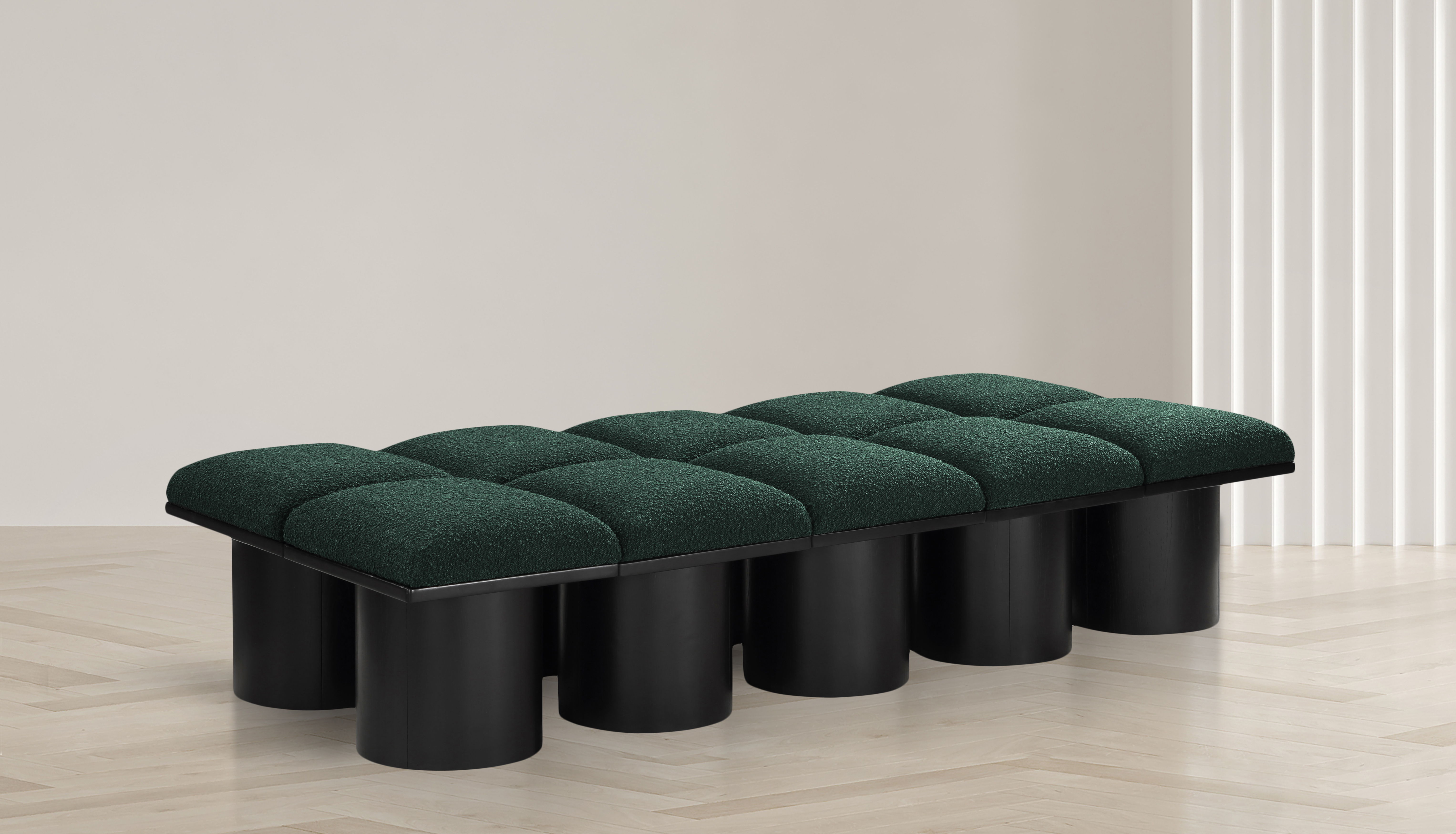 Pavilion - 77.5" 10 Piece Modular Bench With Black Base - Green