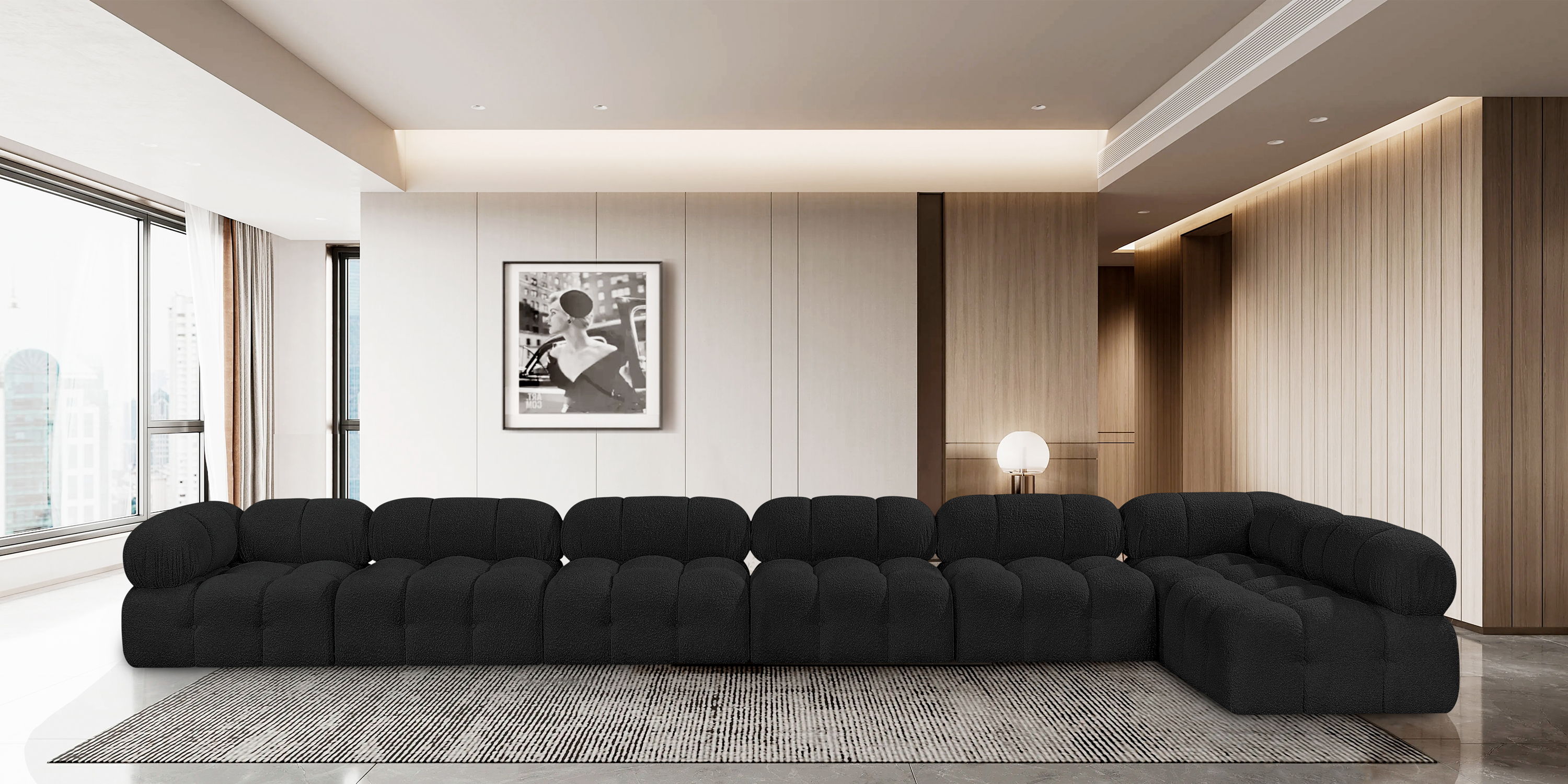 Ames - 7 Piece Modular L-Shaped Sectional - Black