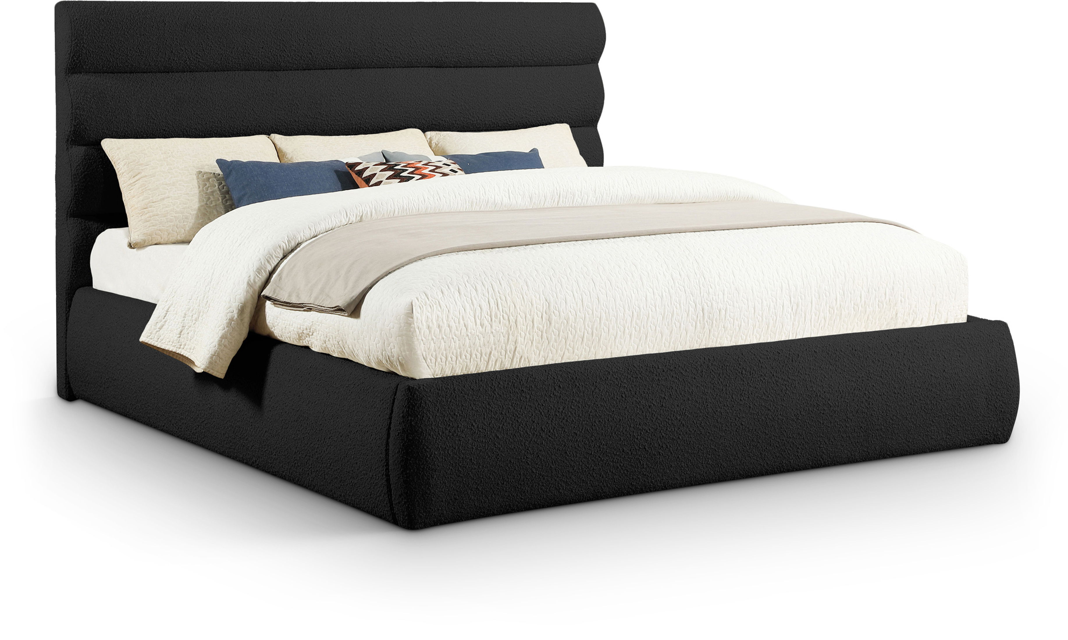 Adam - Boucle Fabric King Bed With 52" Headboard - Black