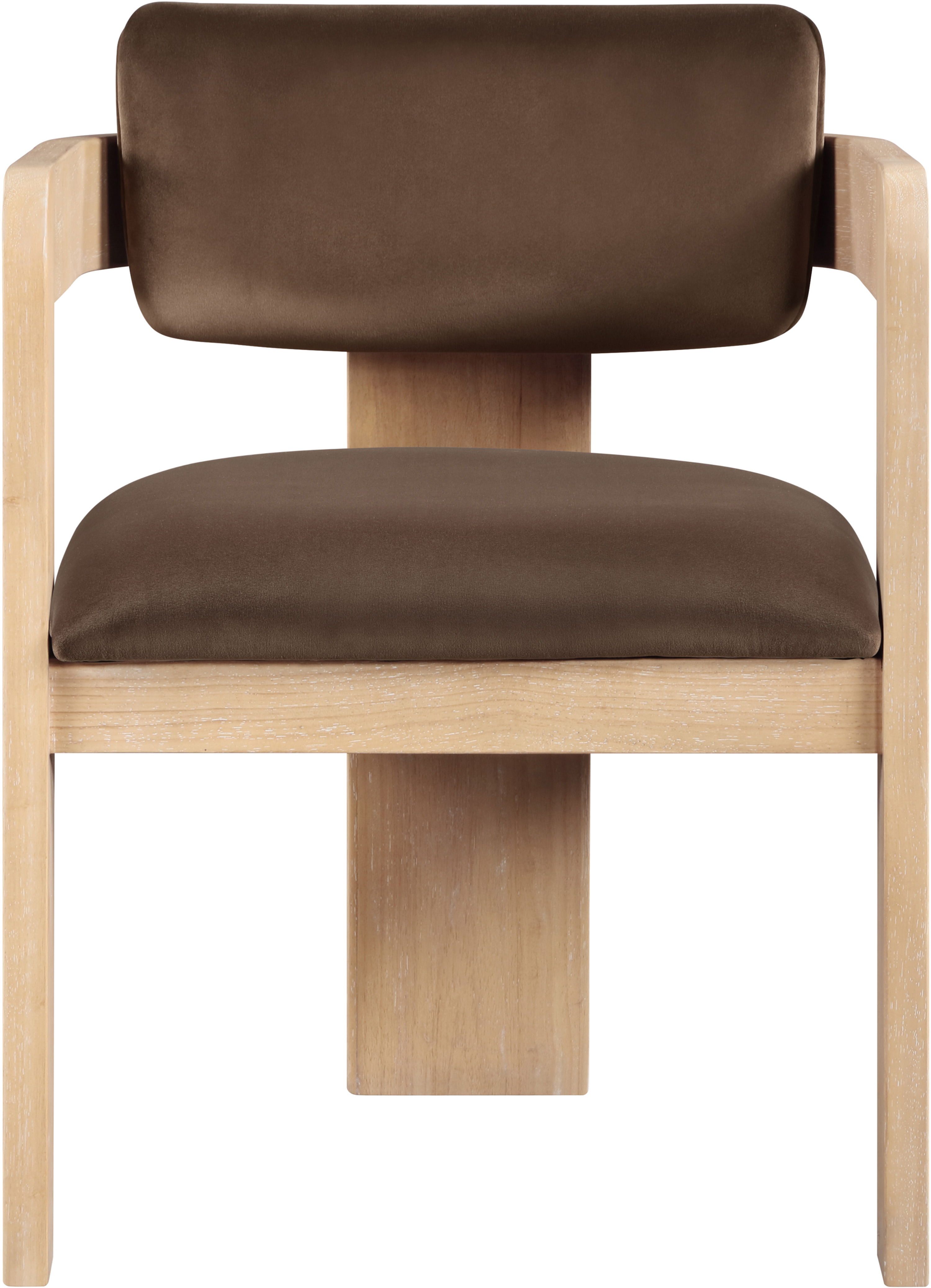 Sacha - Velvet Dining Chair With Natural Base (Set of 2) - Brown
