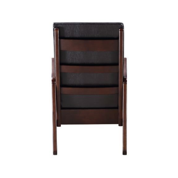 Raina - Rocking Chair - Dark Brown Synthetic Leather & Espresso, black, view 2