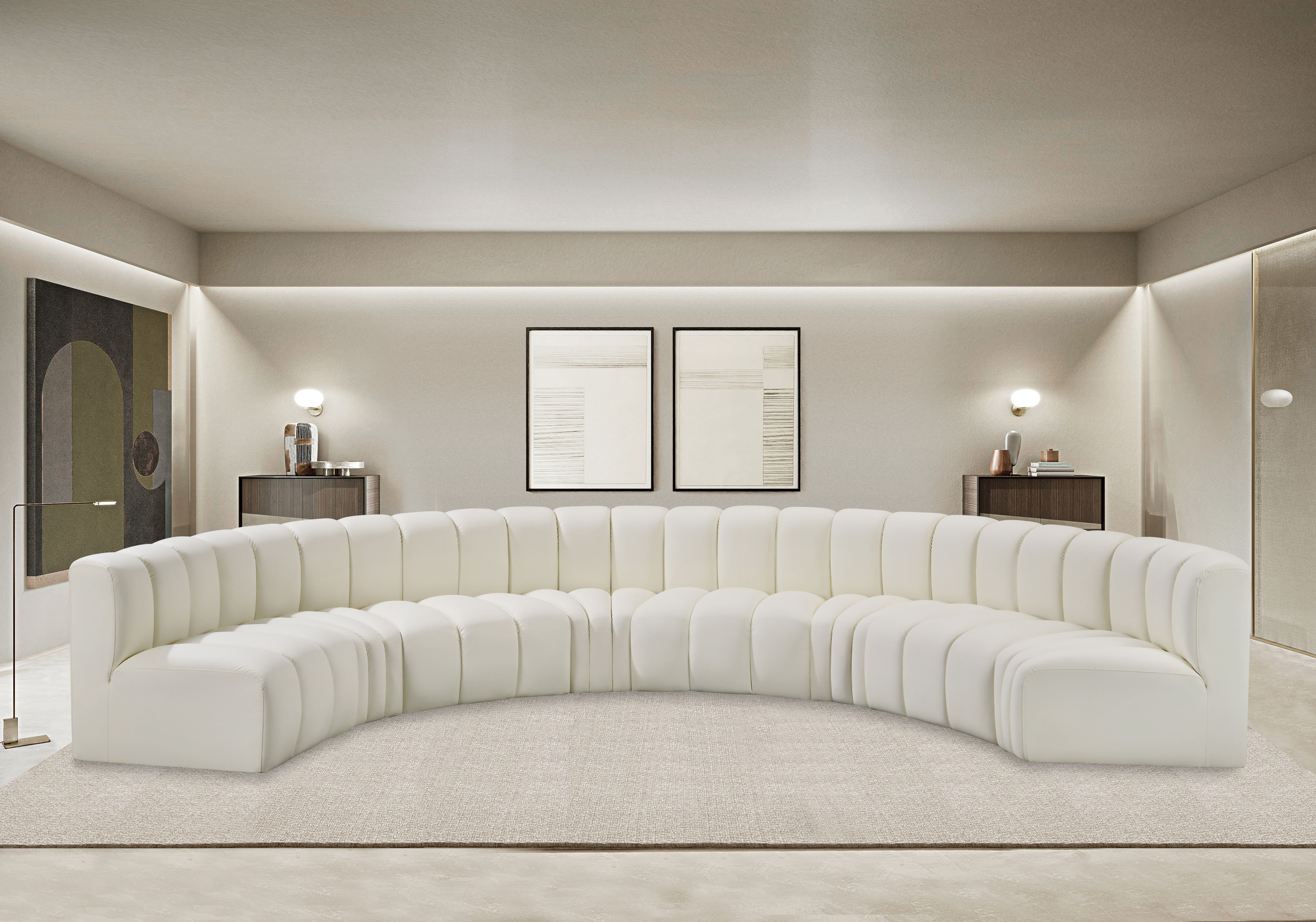Arc - Faux Leather 8 Piece U-Shaped Modular Sofa - Cream