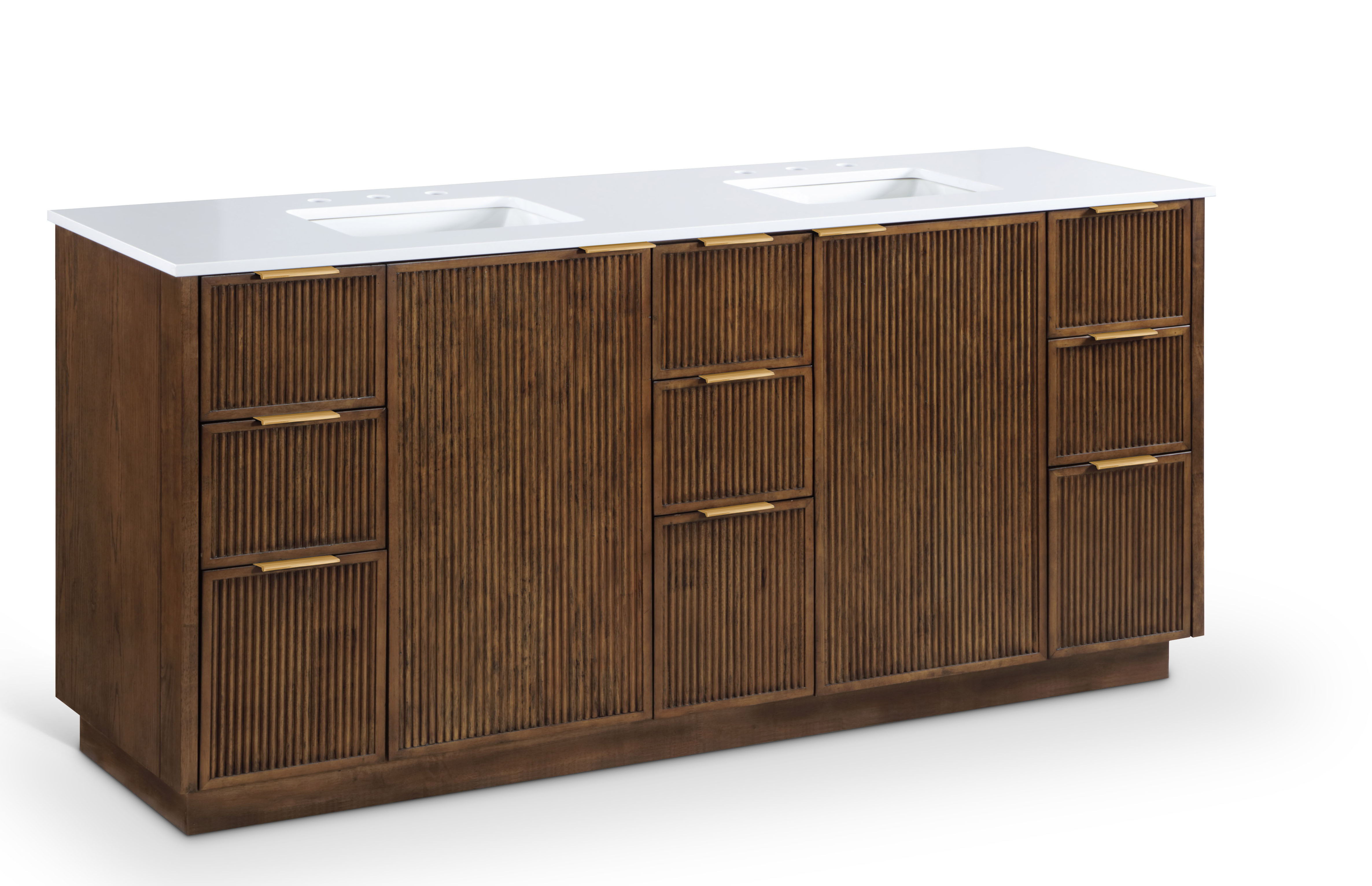 Willard - Engineered Stone And Solid Wood 72" Bathroom Vanity - Brown