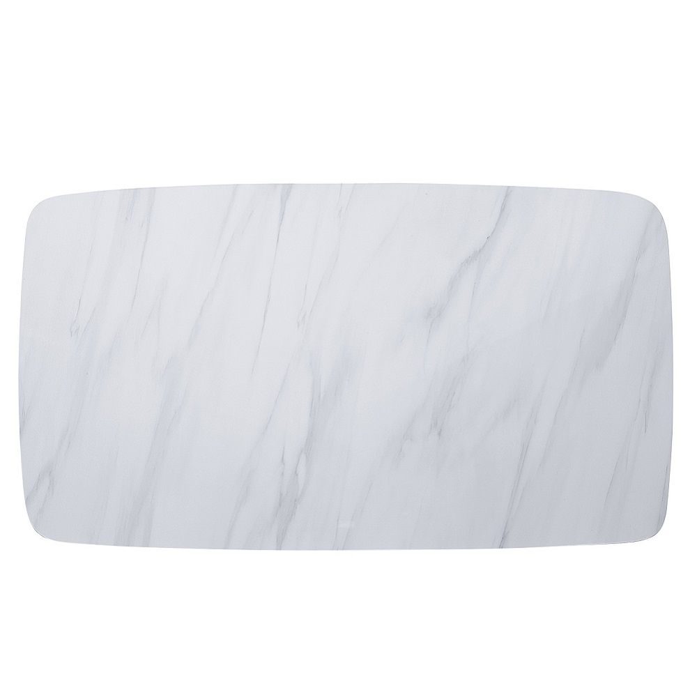 Madan - Dining Table With Marble Top - Marble Top & Weathered Gray, white, view 3