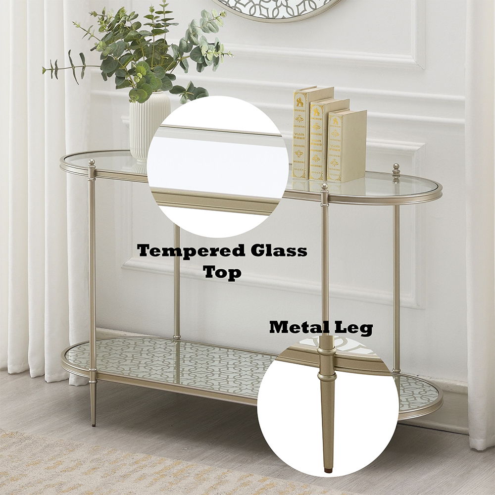 Zaba - Sofa Table - Glass Top & Champagne, silver, view 6