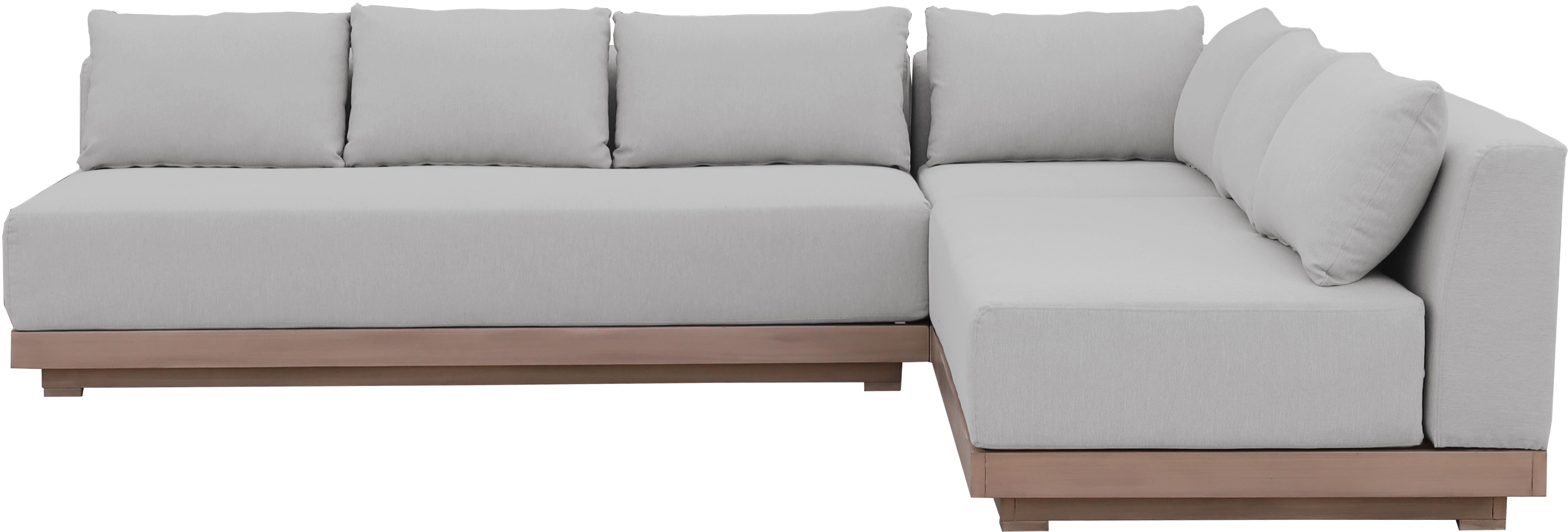 Solace - Olefin Performance Fabric 3 Piece Outdoor Patio Modular Sectional (Sofa, Loveseat & Corner Chair) - Gray