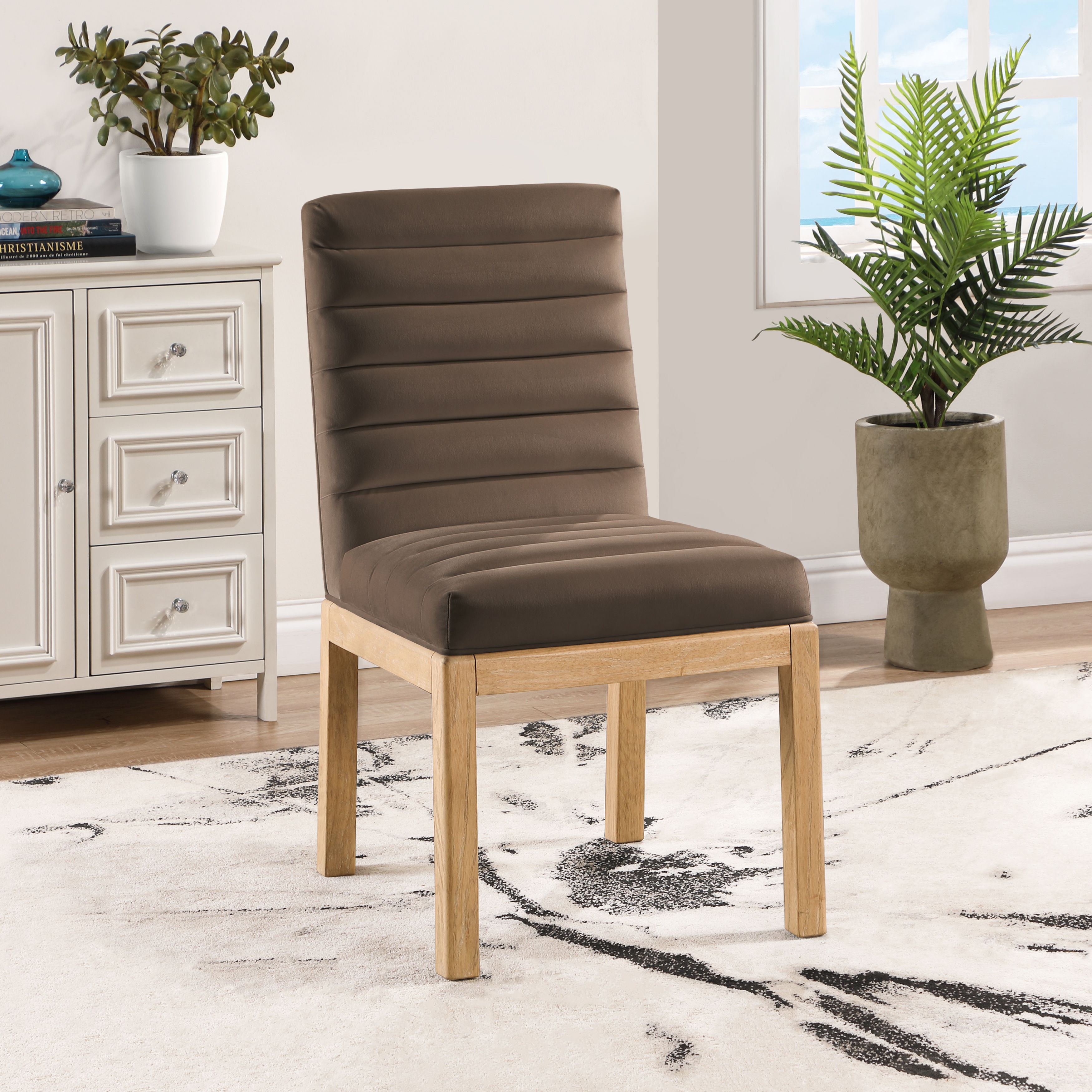 Evelyn - Dining Chair With Natural Legs - Brown