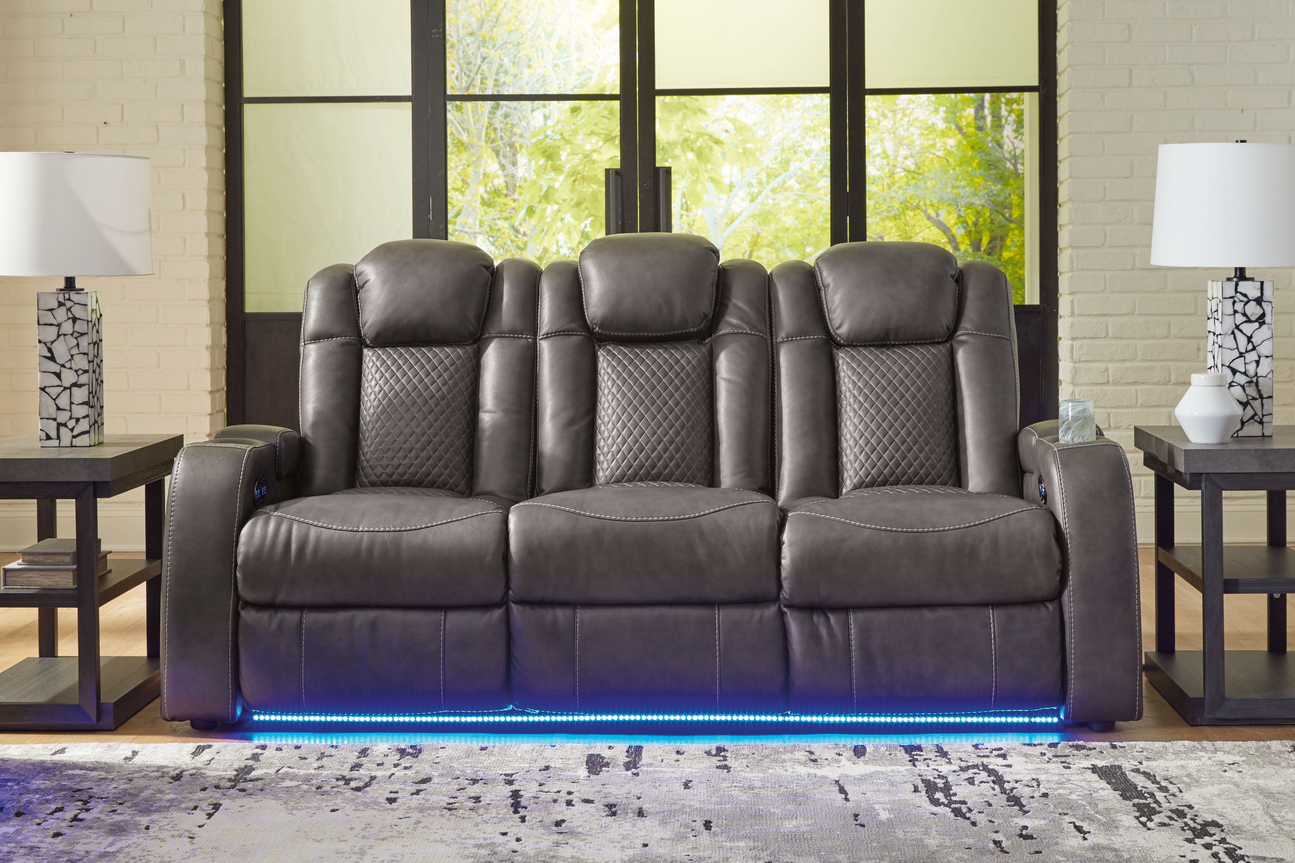 Fyne-Dyme - 2 Pc. - Power Reclining Sofa, Power Reclining Loveseat - Shadow
