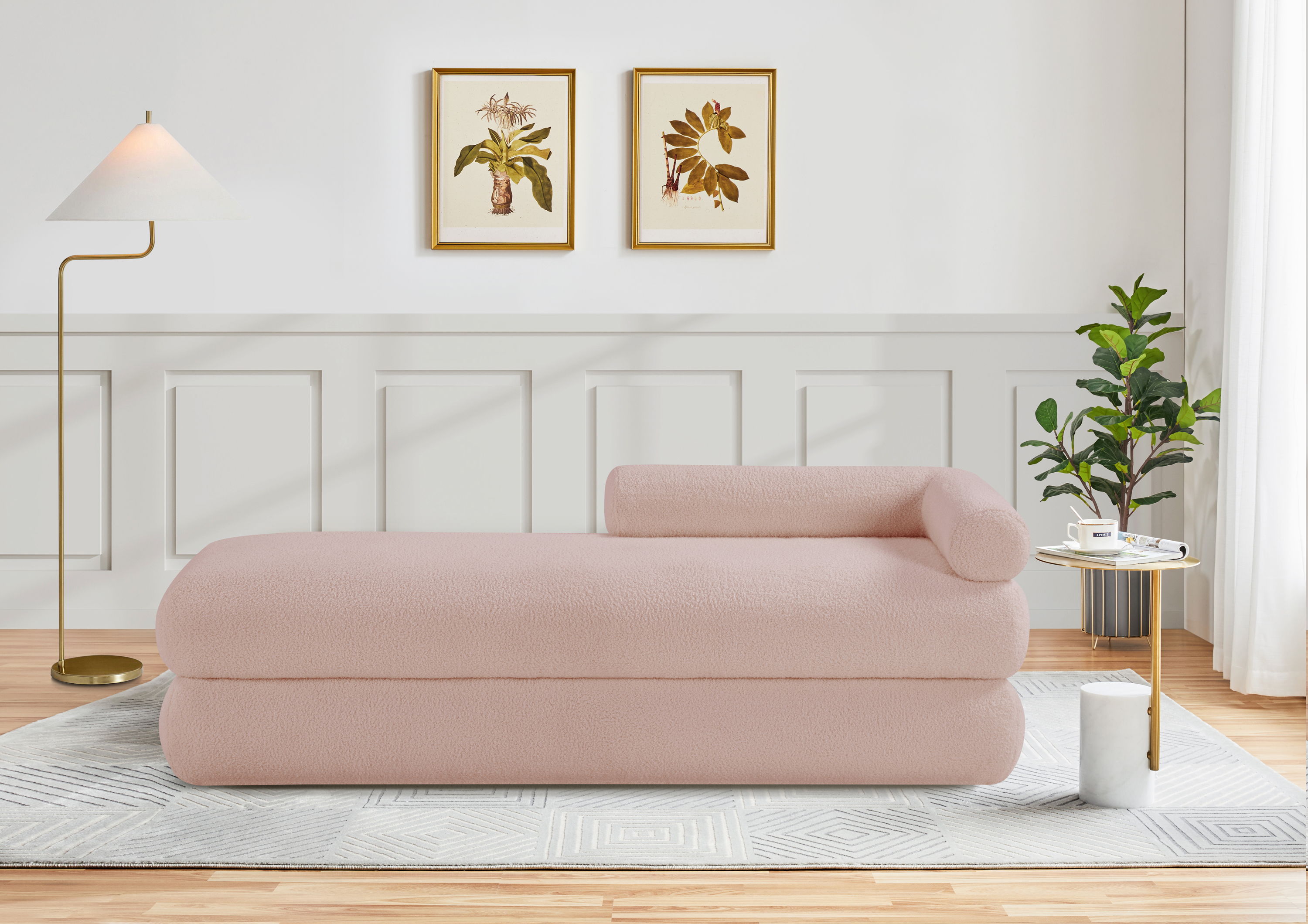 Kennedy - Teddy Fabric Bench - Pink