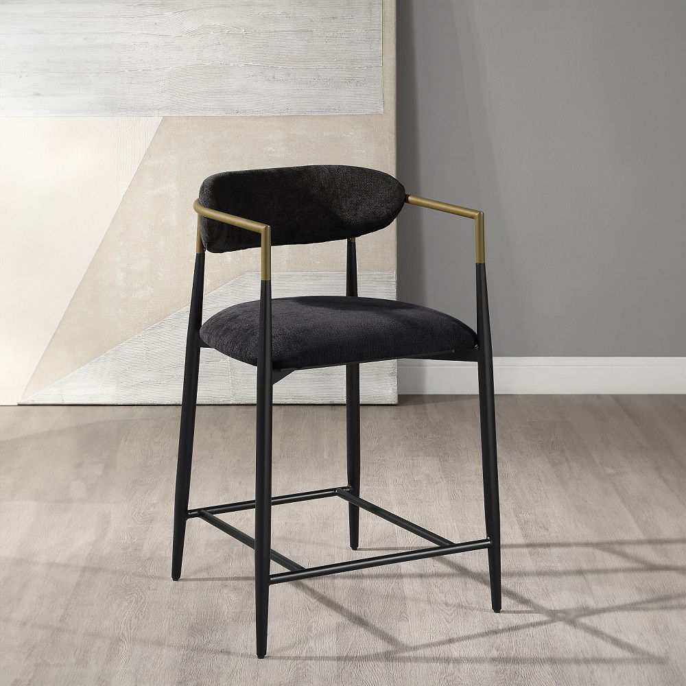 Jaramillo - Counter Height Chair (Set of 2) - Black Chenille & Black, black