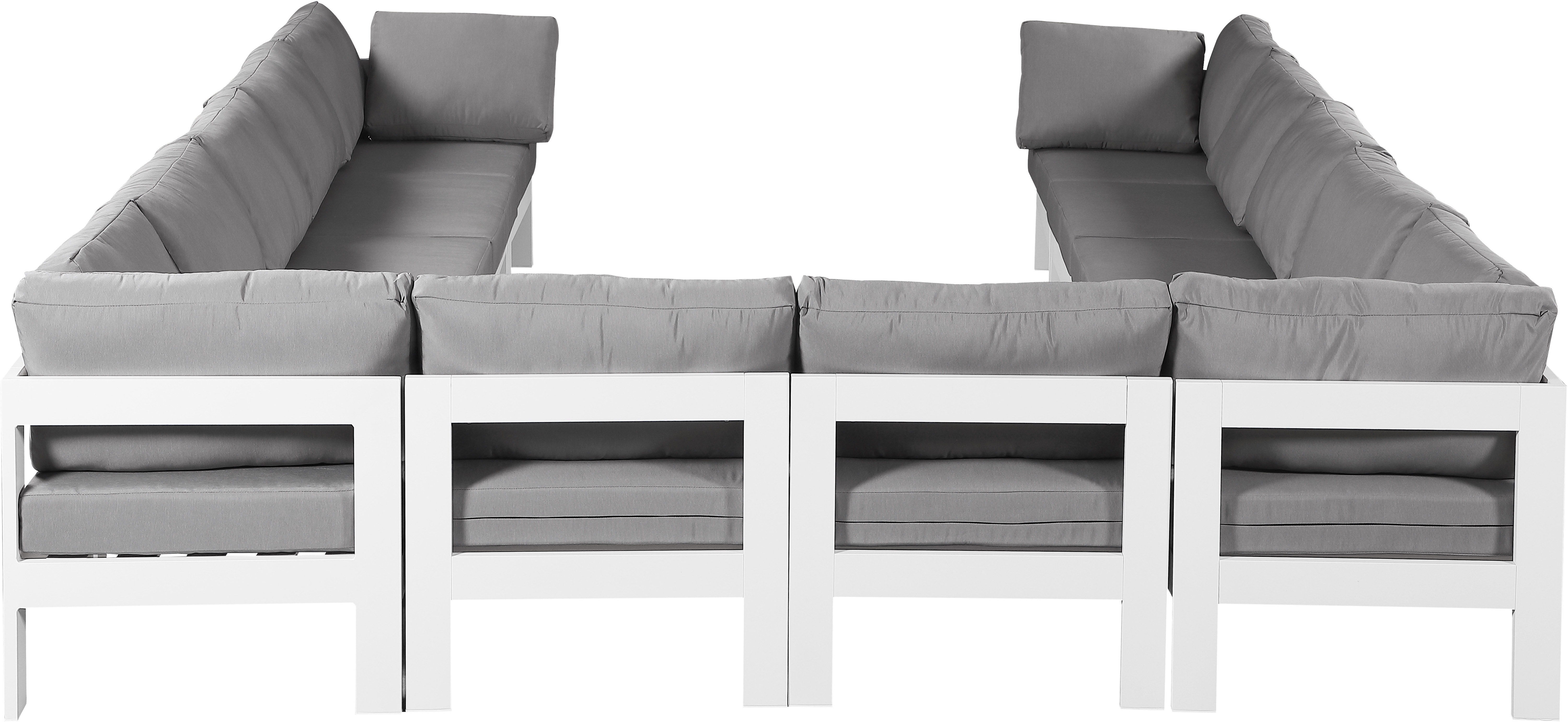 Nizuc - Outdoor Patio 12 Piece Modular Sectional With White Frame - Gray