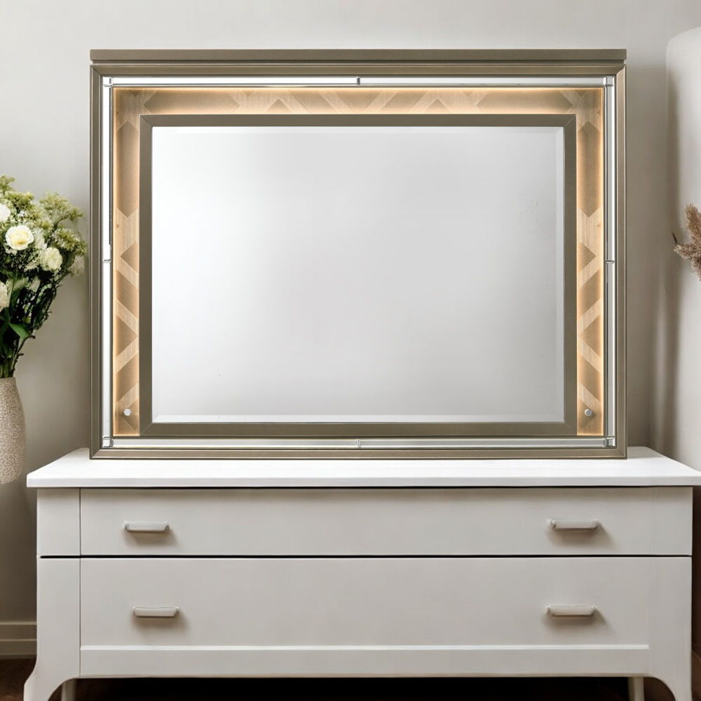 Skylar - Mirror With LED - Dark Champagne, dark brown, view 5