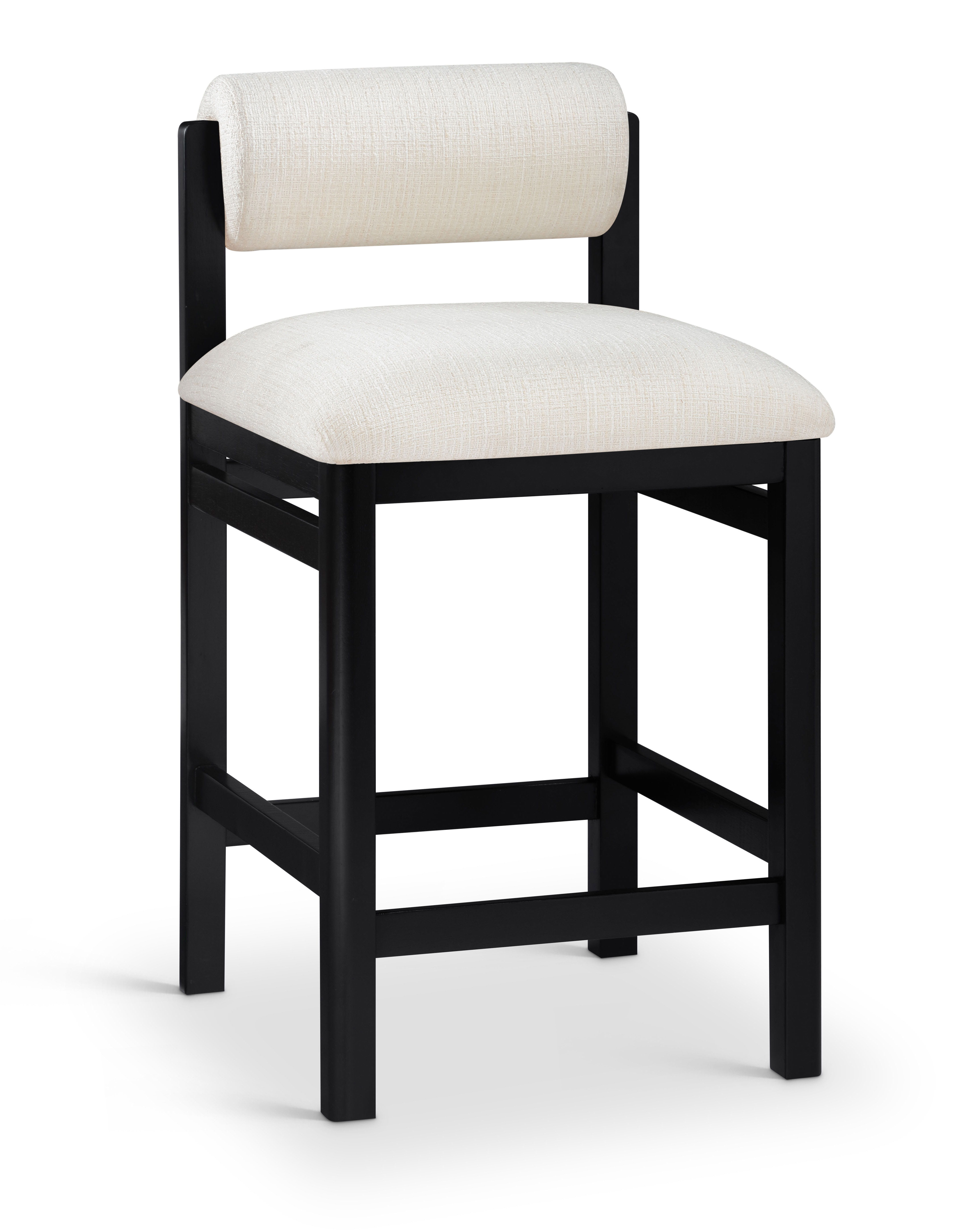 Roundhill - Linen Textured Fabric Upholstered Counter Stool - Cream