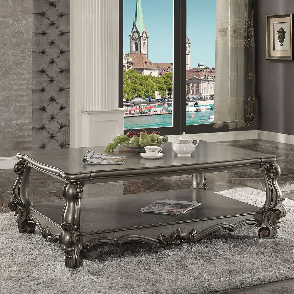 Versailles - Coffee Table - Antique Platinum, silver