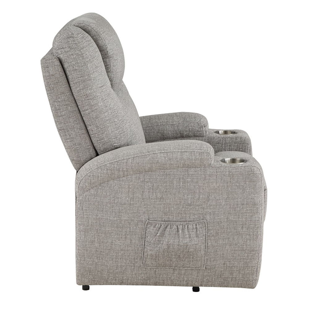Evander - Recliner With Power Lift & Massage - Light Gray Chenille, light gray, view 2
