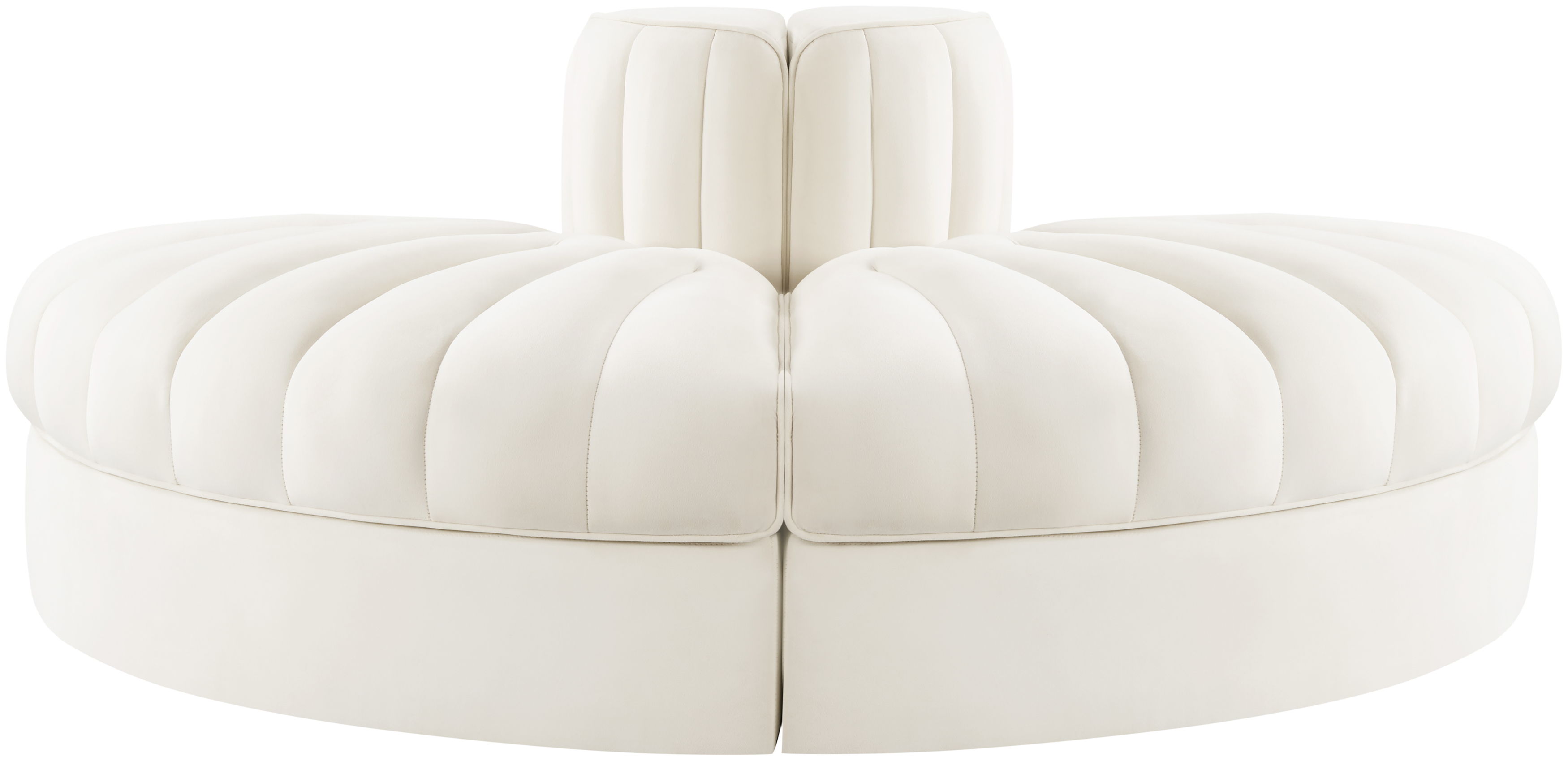 Rummi - Velvet Performance Fabric Upholstered 2 Piece Modular Loveseat - Cream