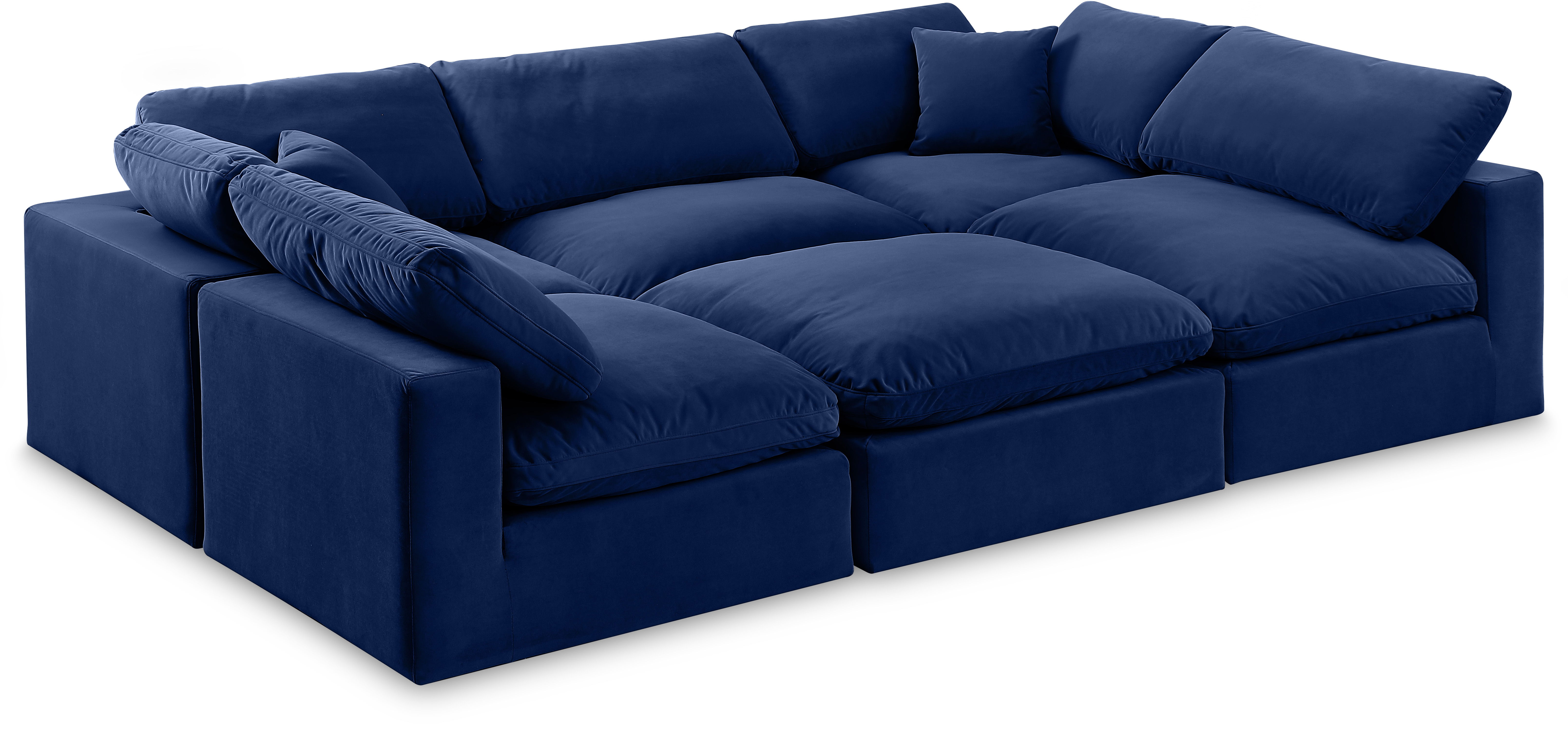 Comfy - 6 Piece Velvet Sectional - Navy