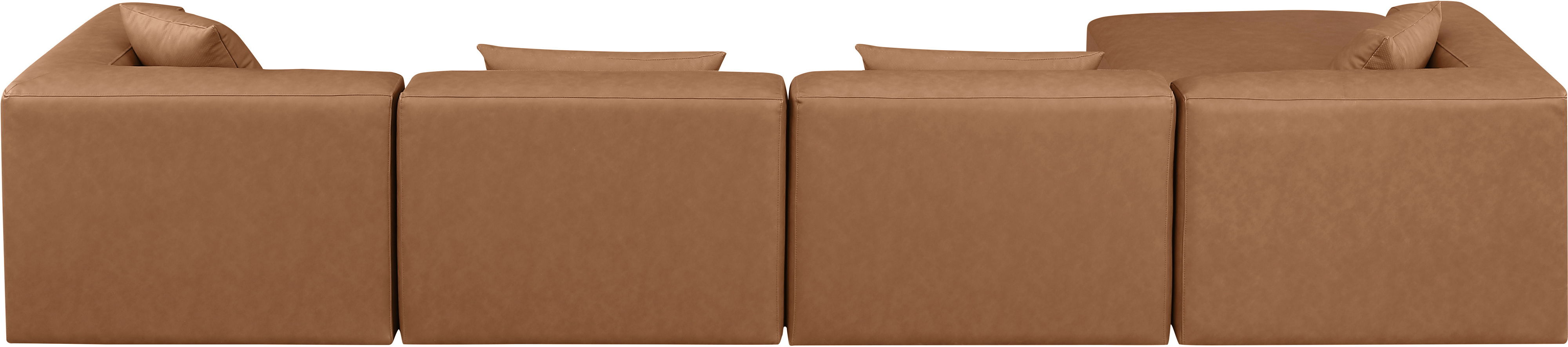 Cube - 5 Piece Modular Sectional With Chaise - Brown