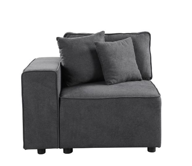 Silvester - Modular Left Facing Chair With 2 Pillows - Gray Fabric, dark gray, view 2