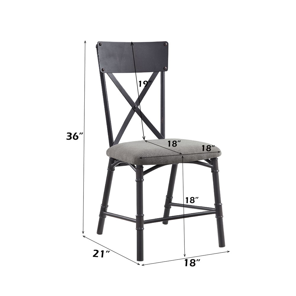 Edina - Side Chair (Set of 2) - Gray Fabric, Oak & Sandy Black, dark gray, view 6