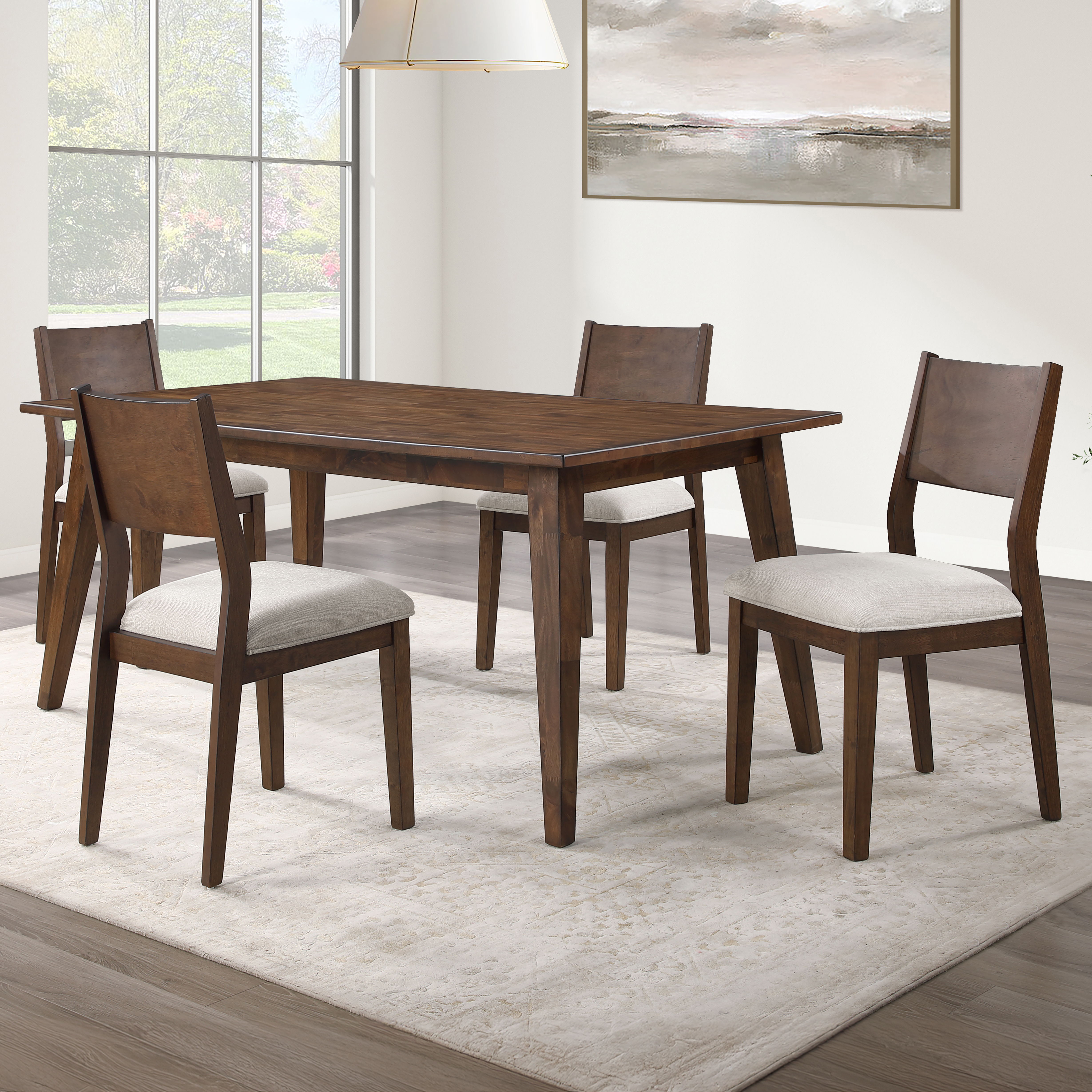 Canton - 5 Piece Side Chair Dining Set - Brown / White