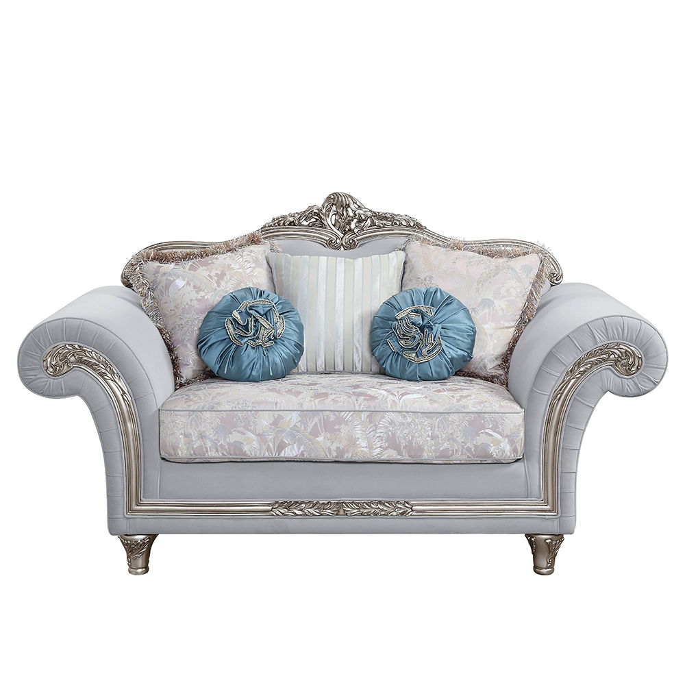 Pelumi - Loveseat With 5 Pillows - Light Gray Linen & Platinum, light gray, view 7