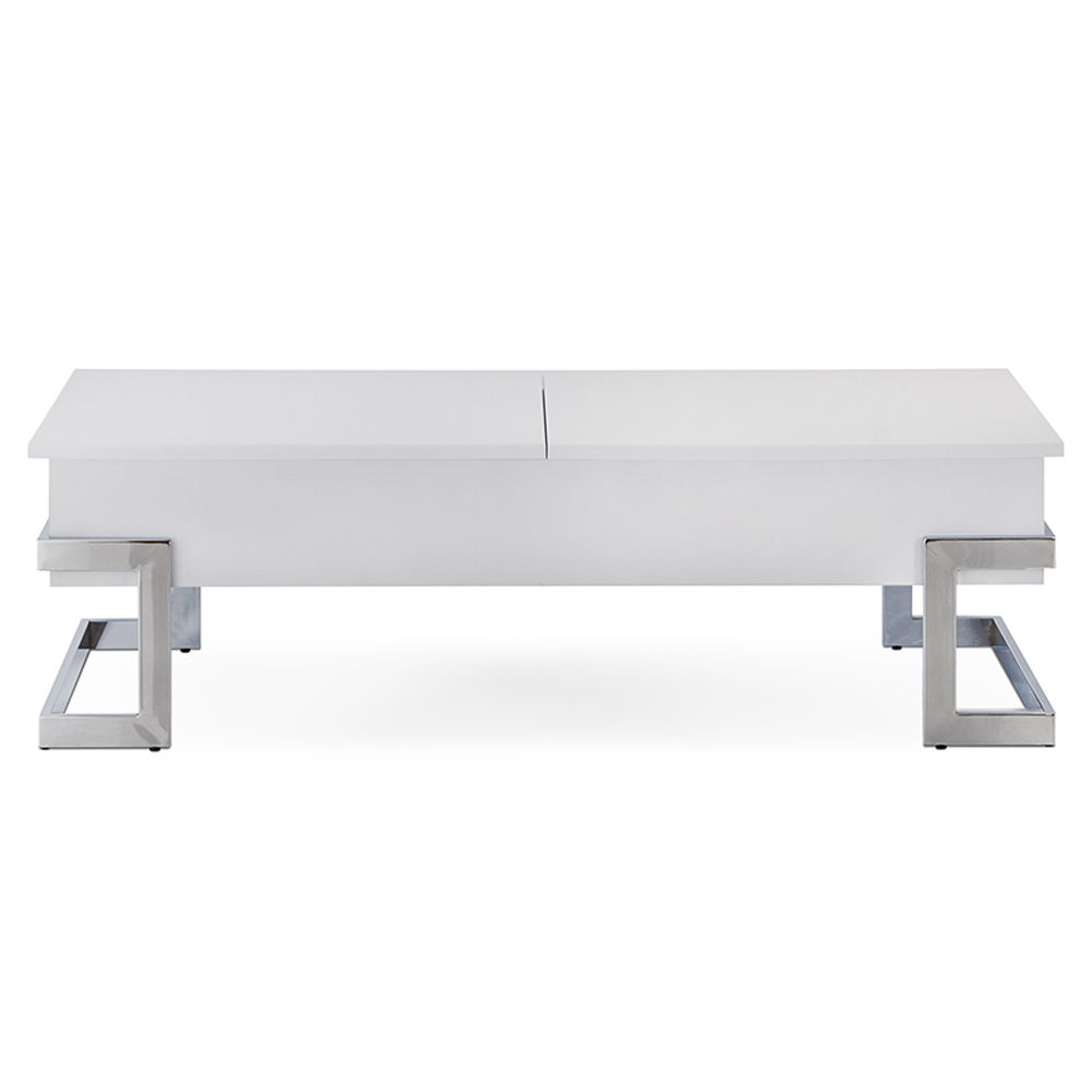 Calnan - Coffee Table With Lift Top - White High Gloss & Chrome, white, view 7