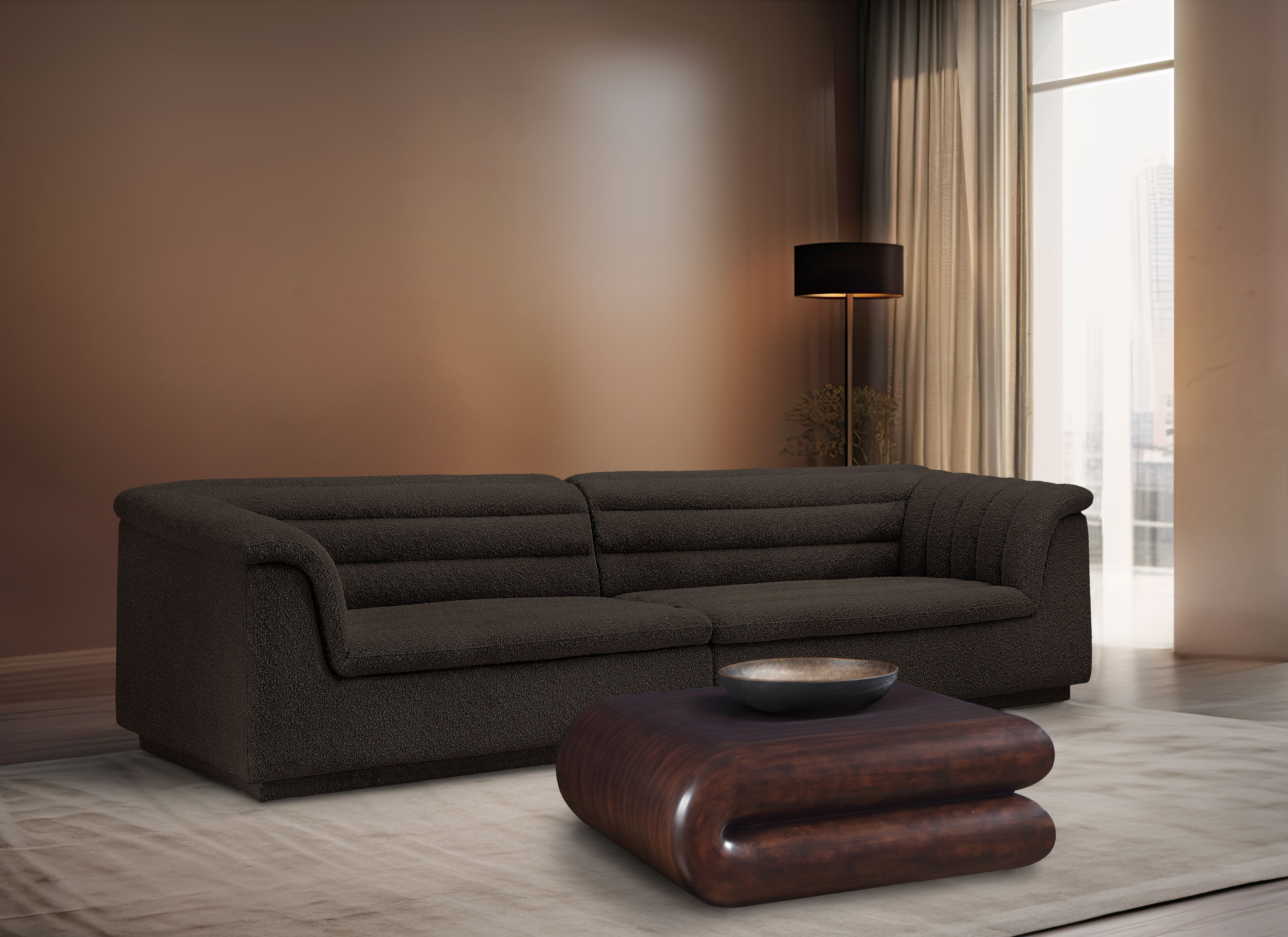 Cascade - Boucle Modular Sofa - Brown