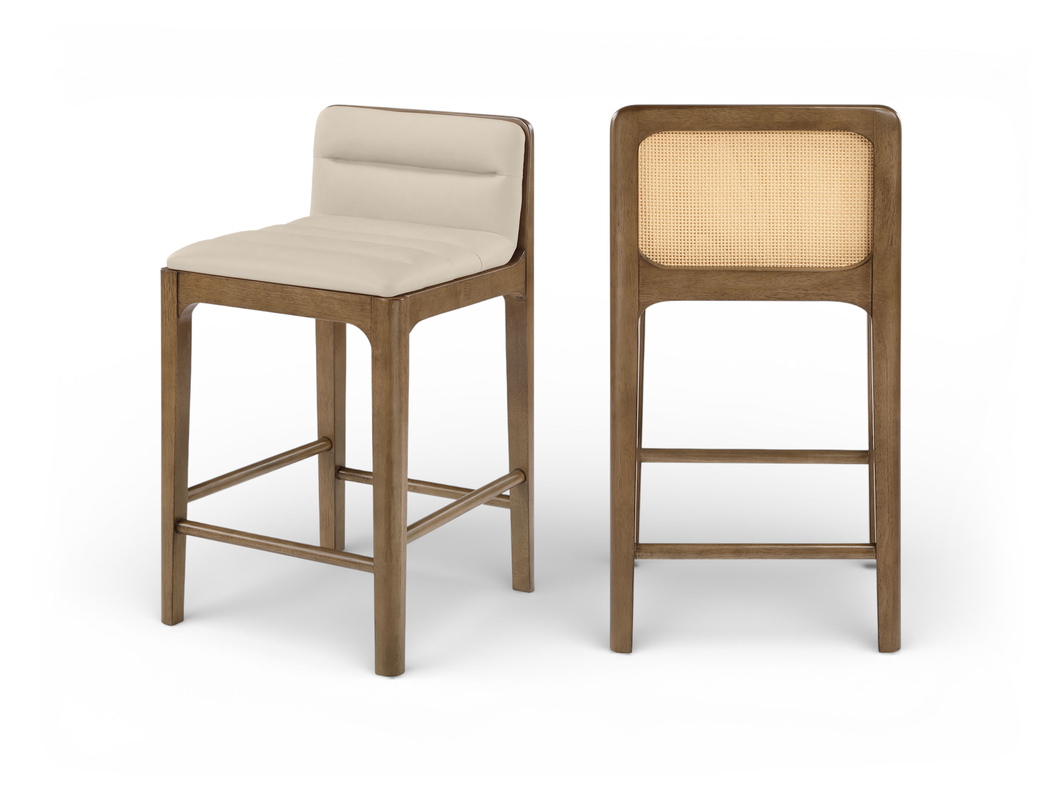 Ellis - Vegan Leather Upholstered Counter Stool (Set of 2) - Beige