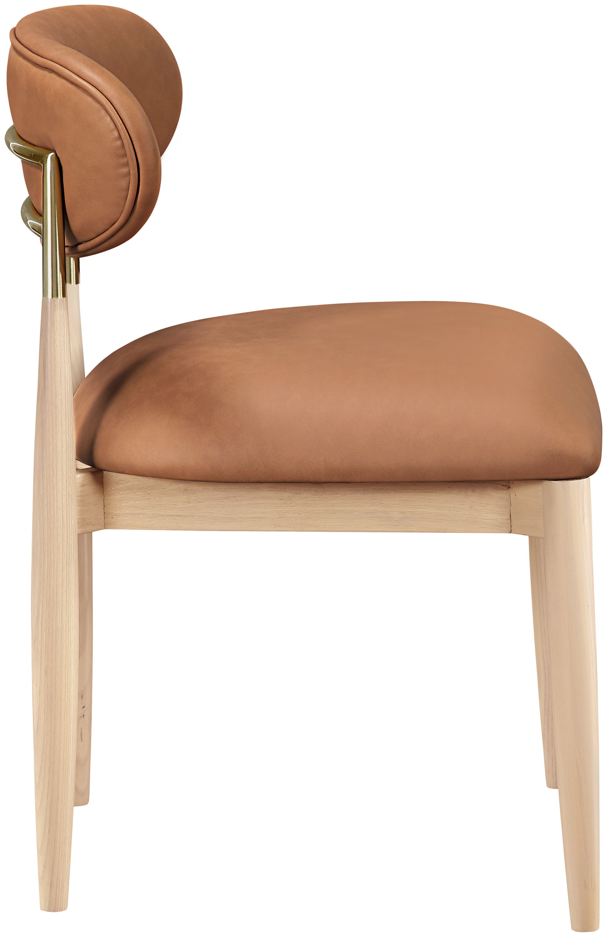 Riccio - Vegan Leather Dining Side Chair (Set of 2) - Cognac