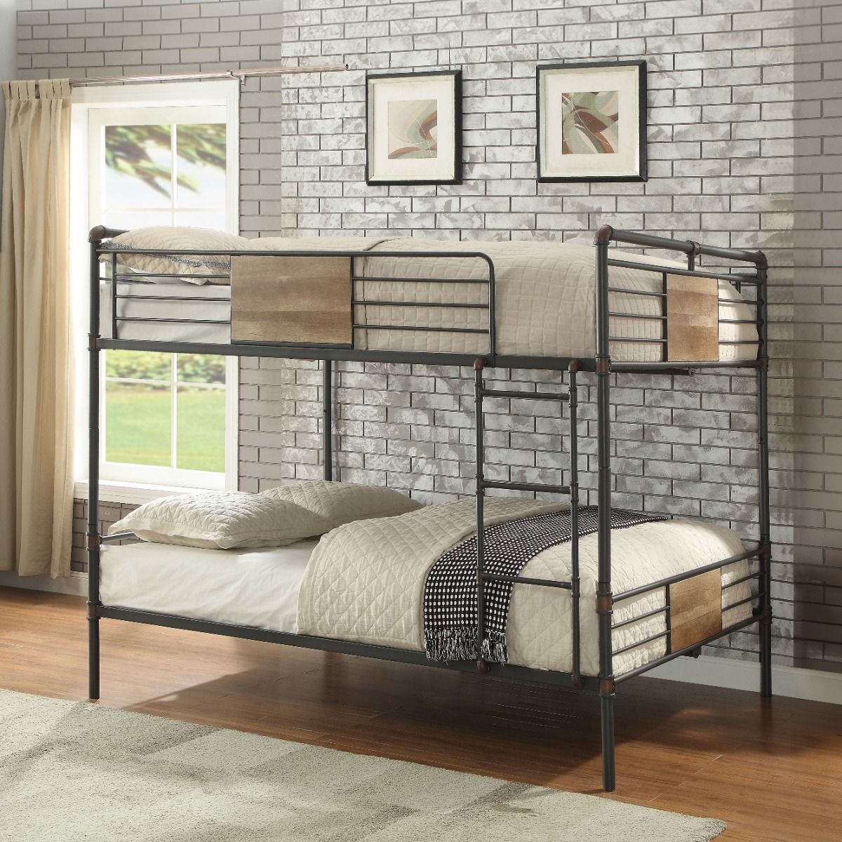 Brantley - Double Queen Bunk Bed - Sandy Black & Dark Bronze Hand-Brushed, black