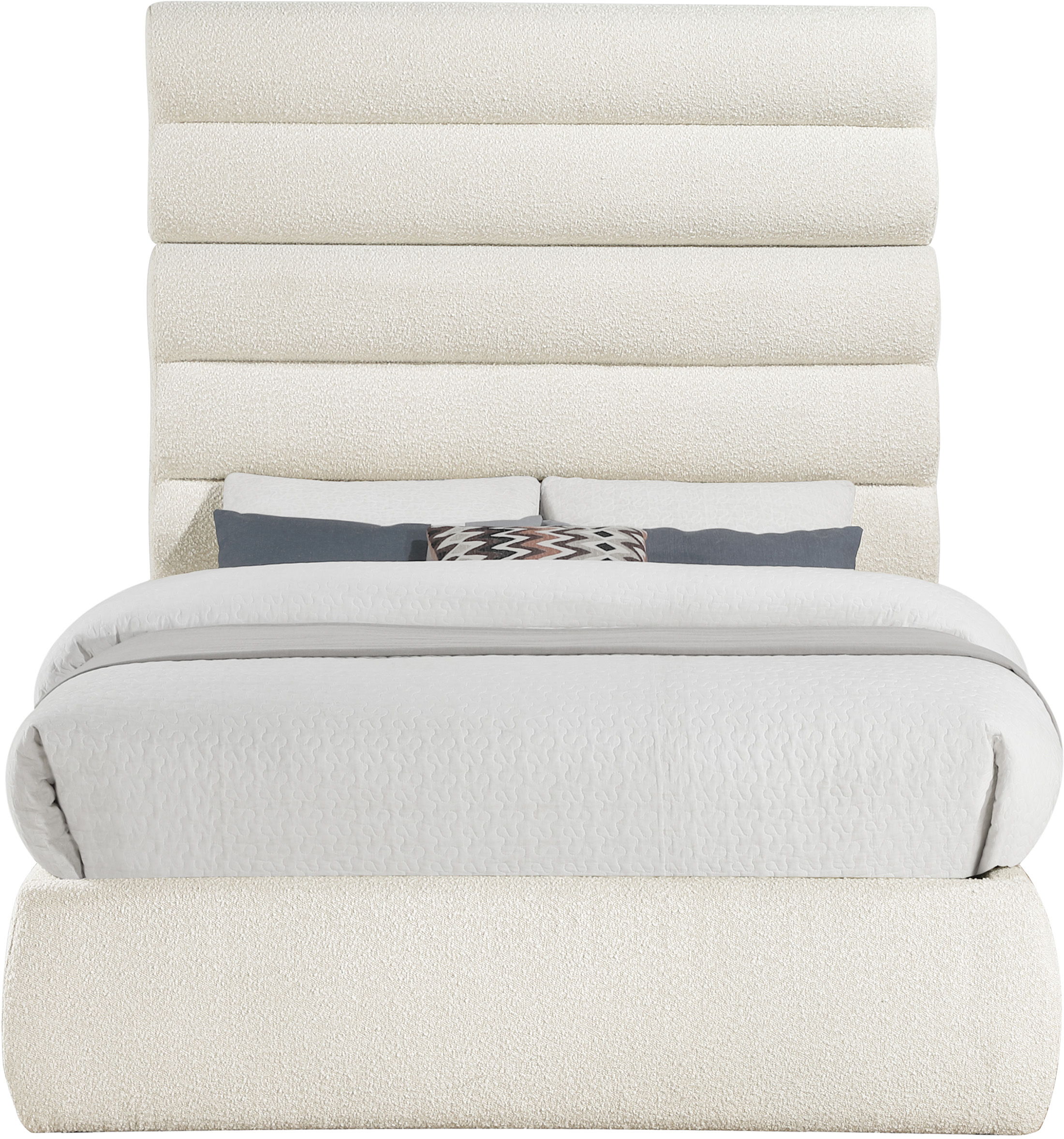 Adam - Boucle Fabric Full Bed With 70.5" Headboard - White