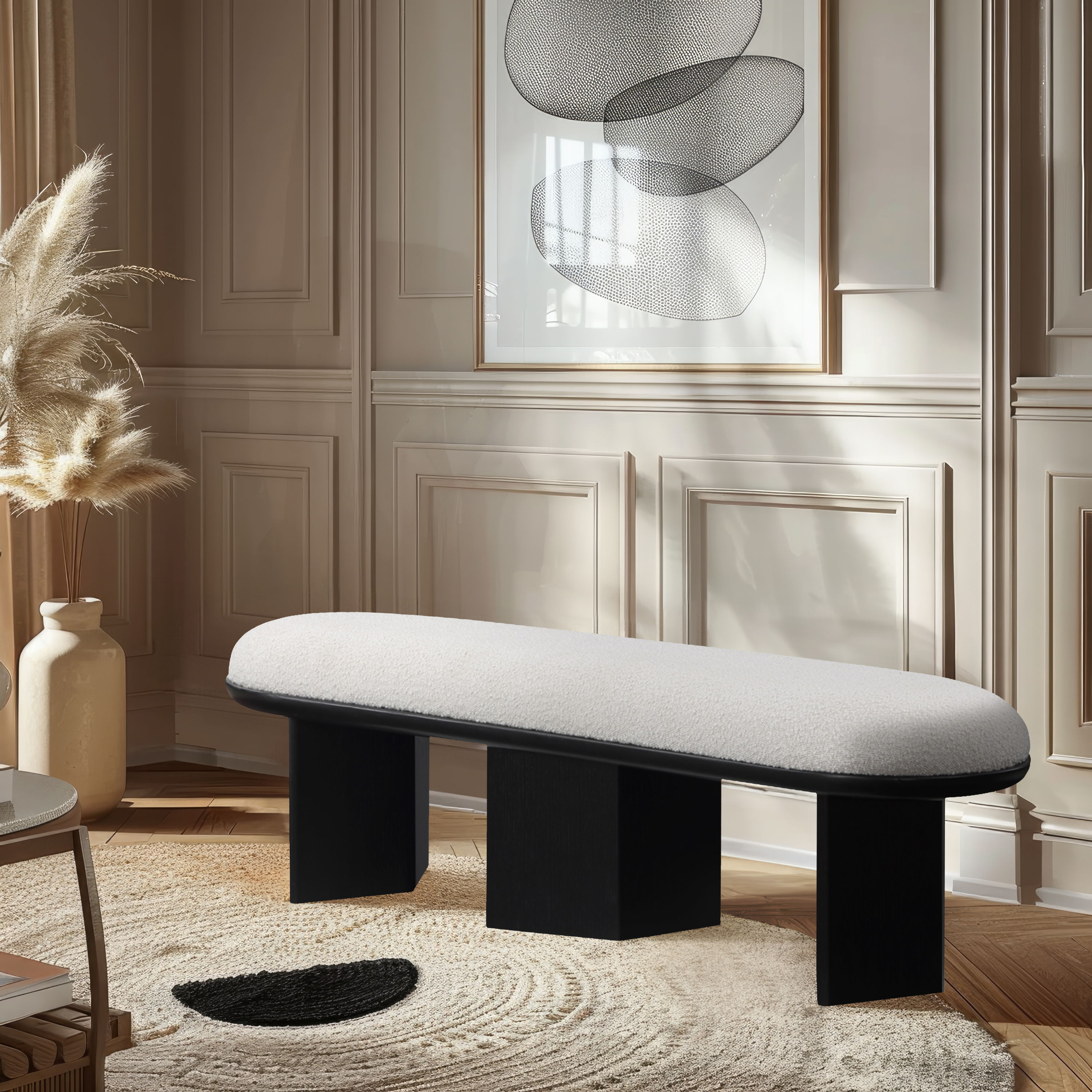 Wilshire - Bench With Black Base - Cream