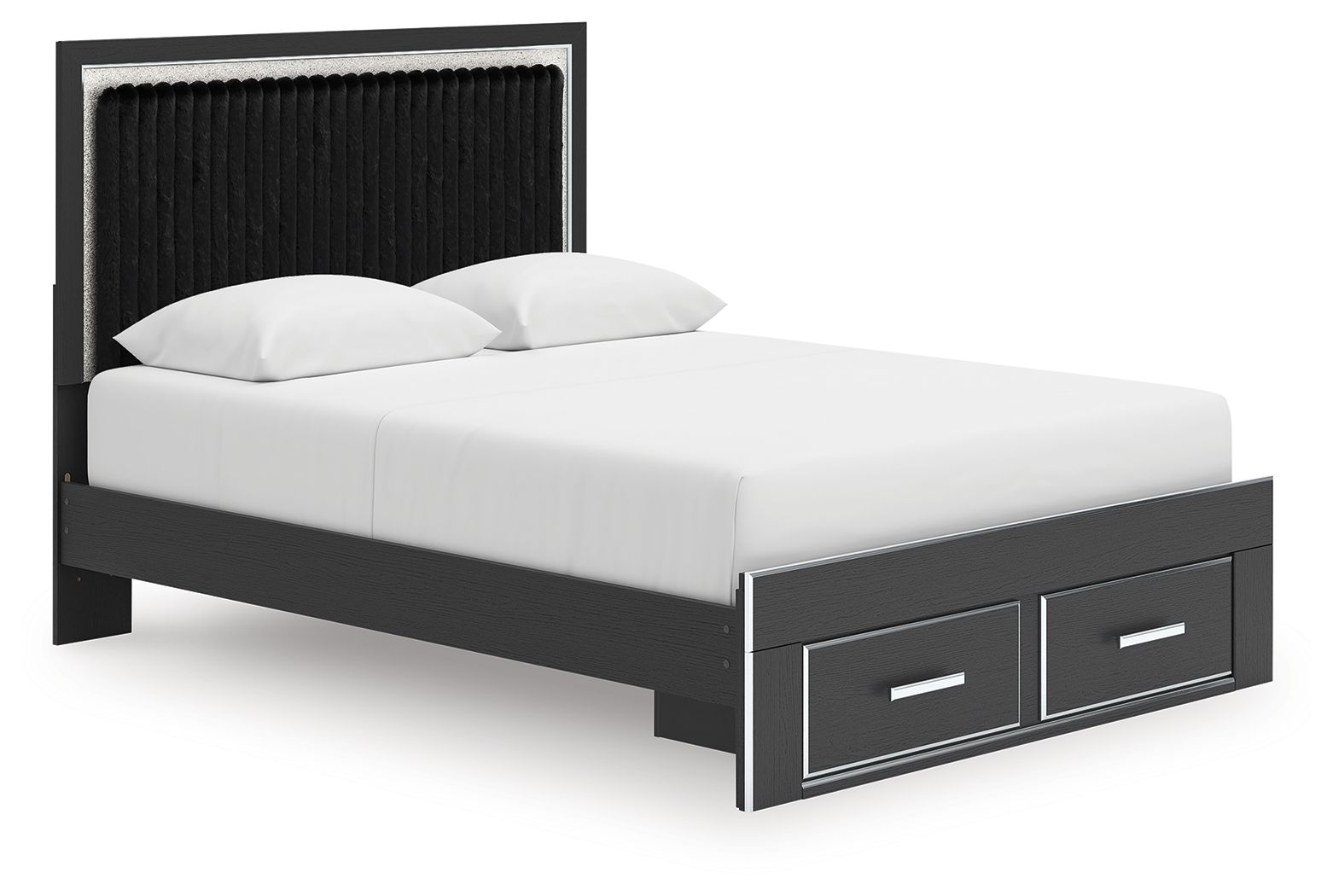Zuraleus - Queen Upholstered Panel Platform Storage Bed - Black