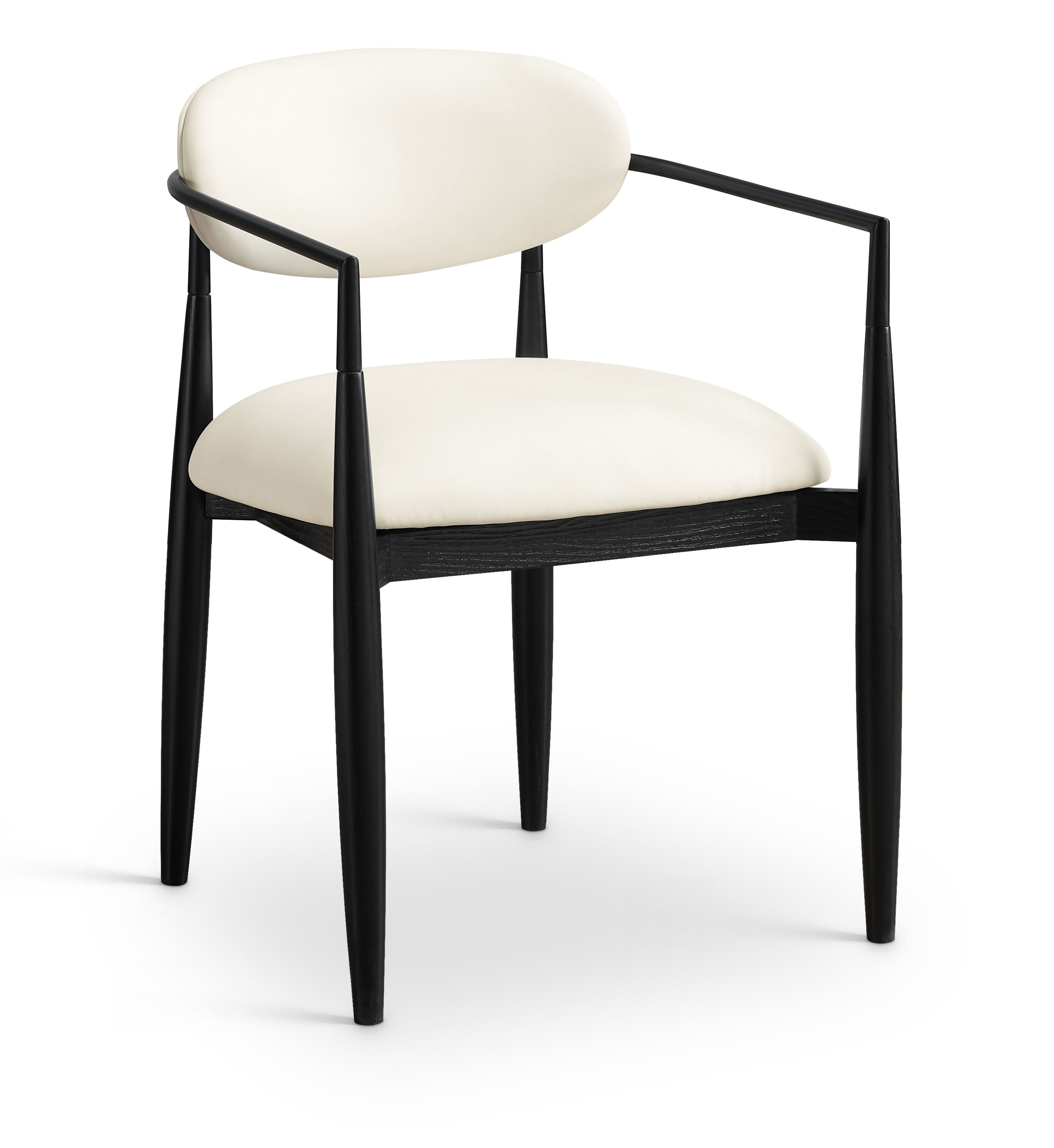 Riccio - Vegan Leather Upholstered Dining Arm Chair (Set of 2) - Cream