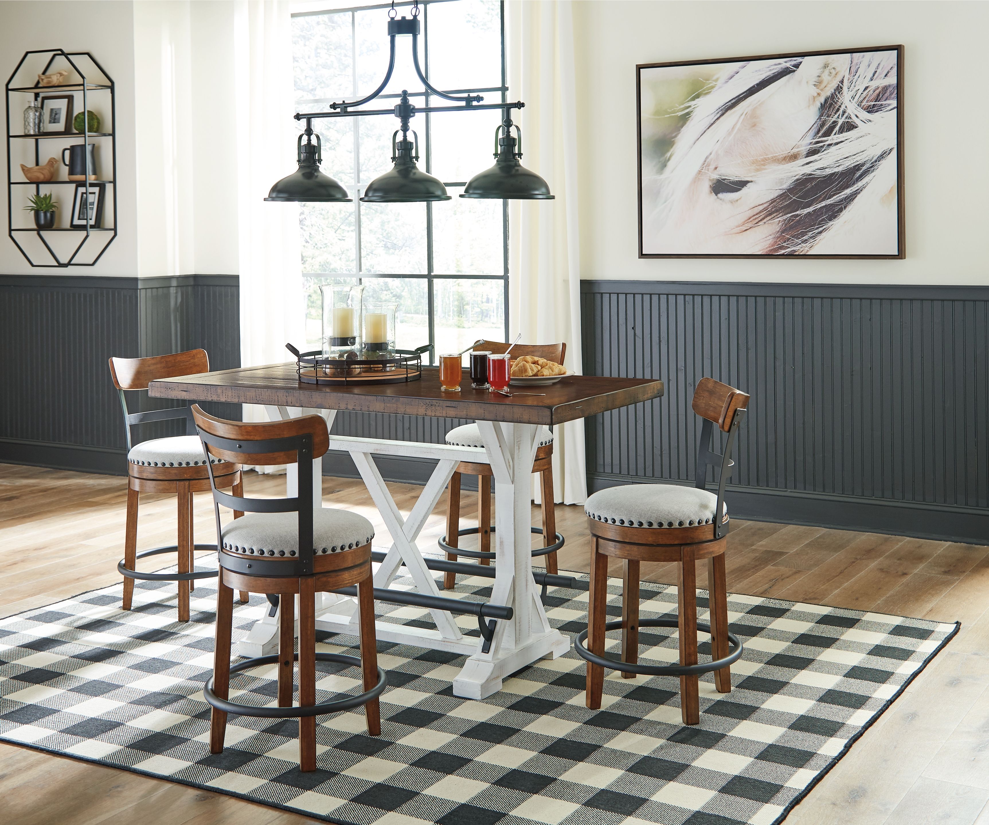 5 Pc · Counter Table, 4 Upholstered Barstools