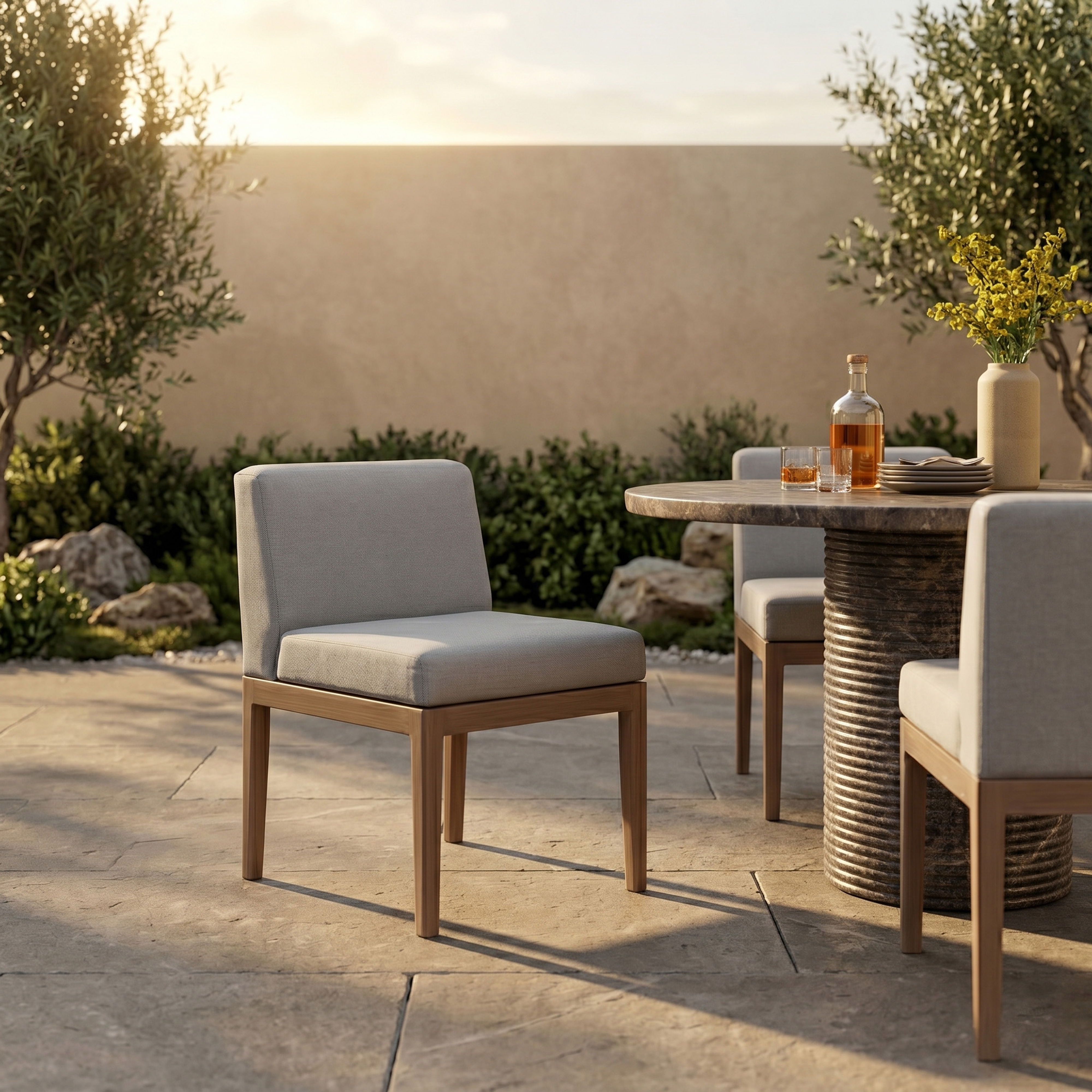 Solace - Olefin Performance Fabric Outdoor Patio Dining Side Chair - Gray