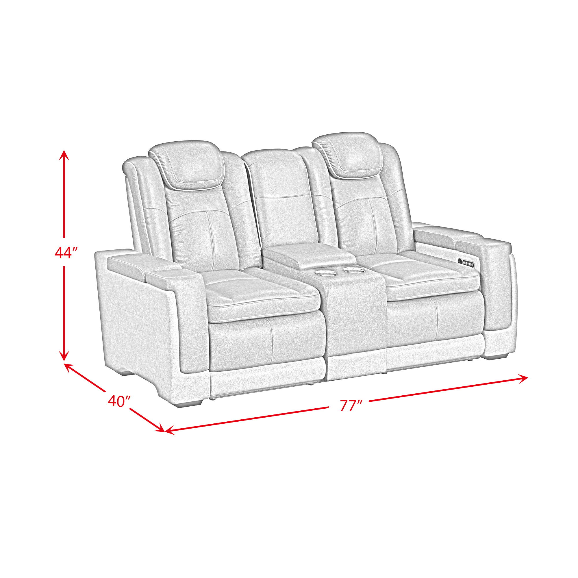 Lantana - Power Motion Loveseat With Power Headrest, LED, And Console - Rocky Cement / Charcoal