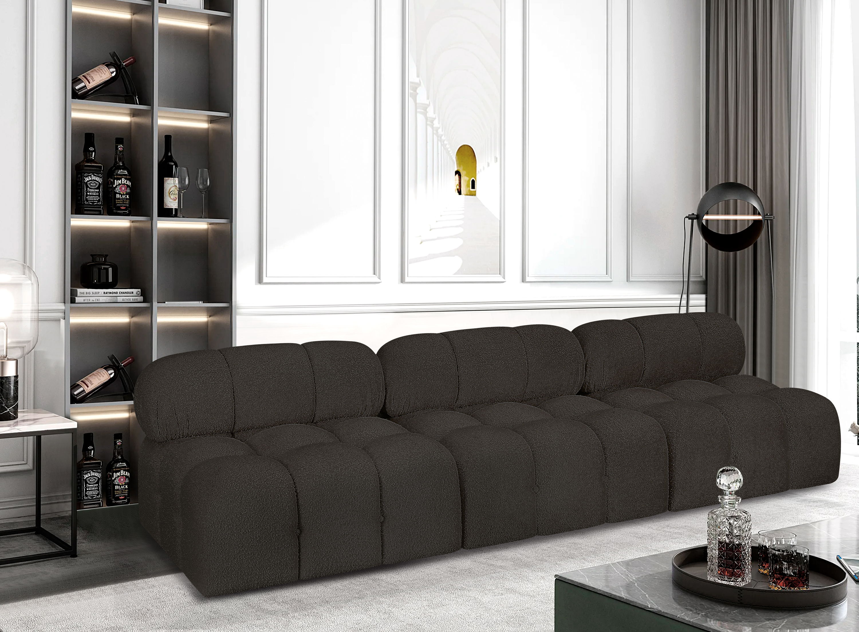 Ames - 3 Piece Modular Armless Sofa - Brown