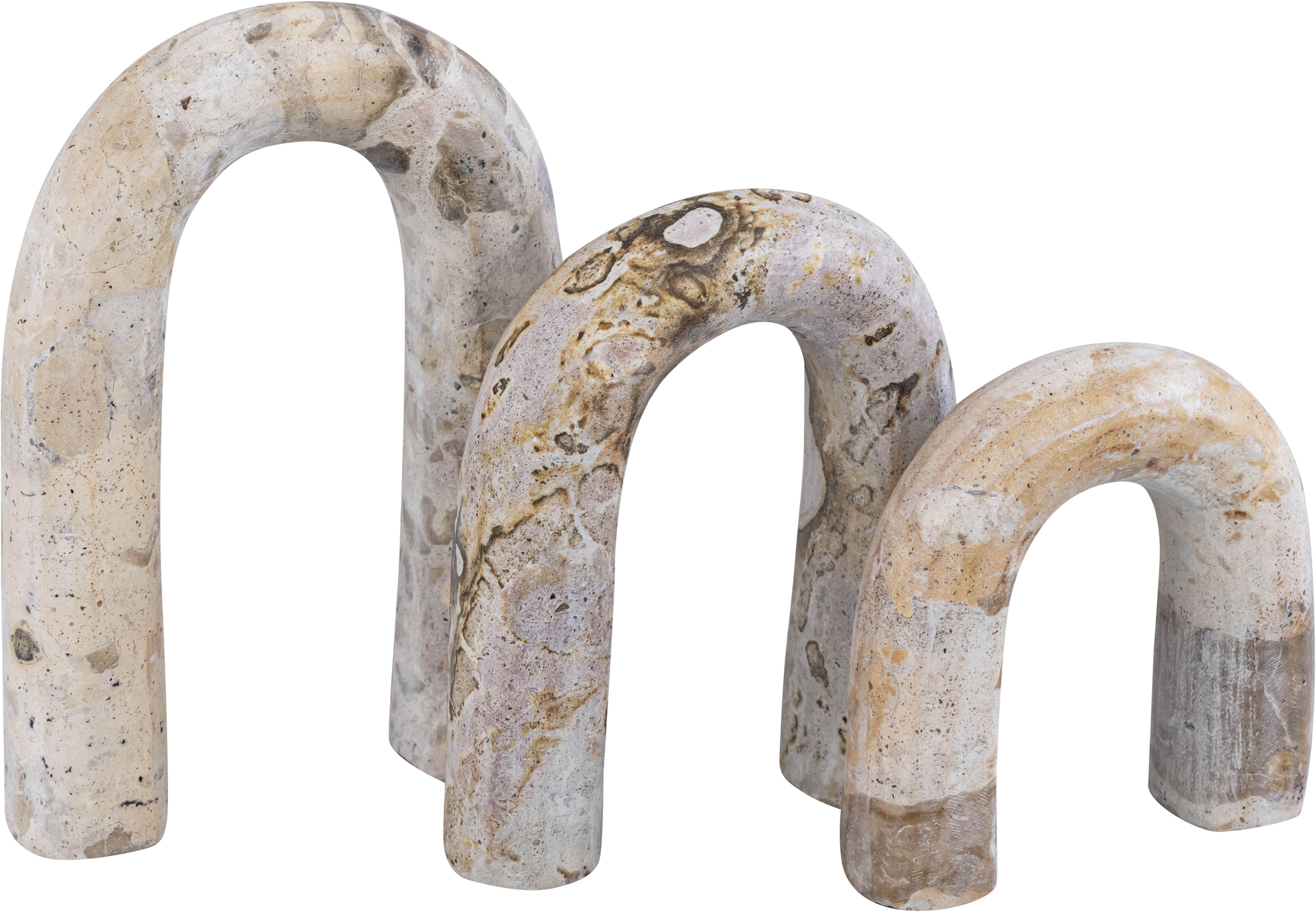Arco - 3 Piece Marble Decorative Object - Beige