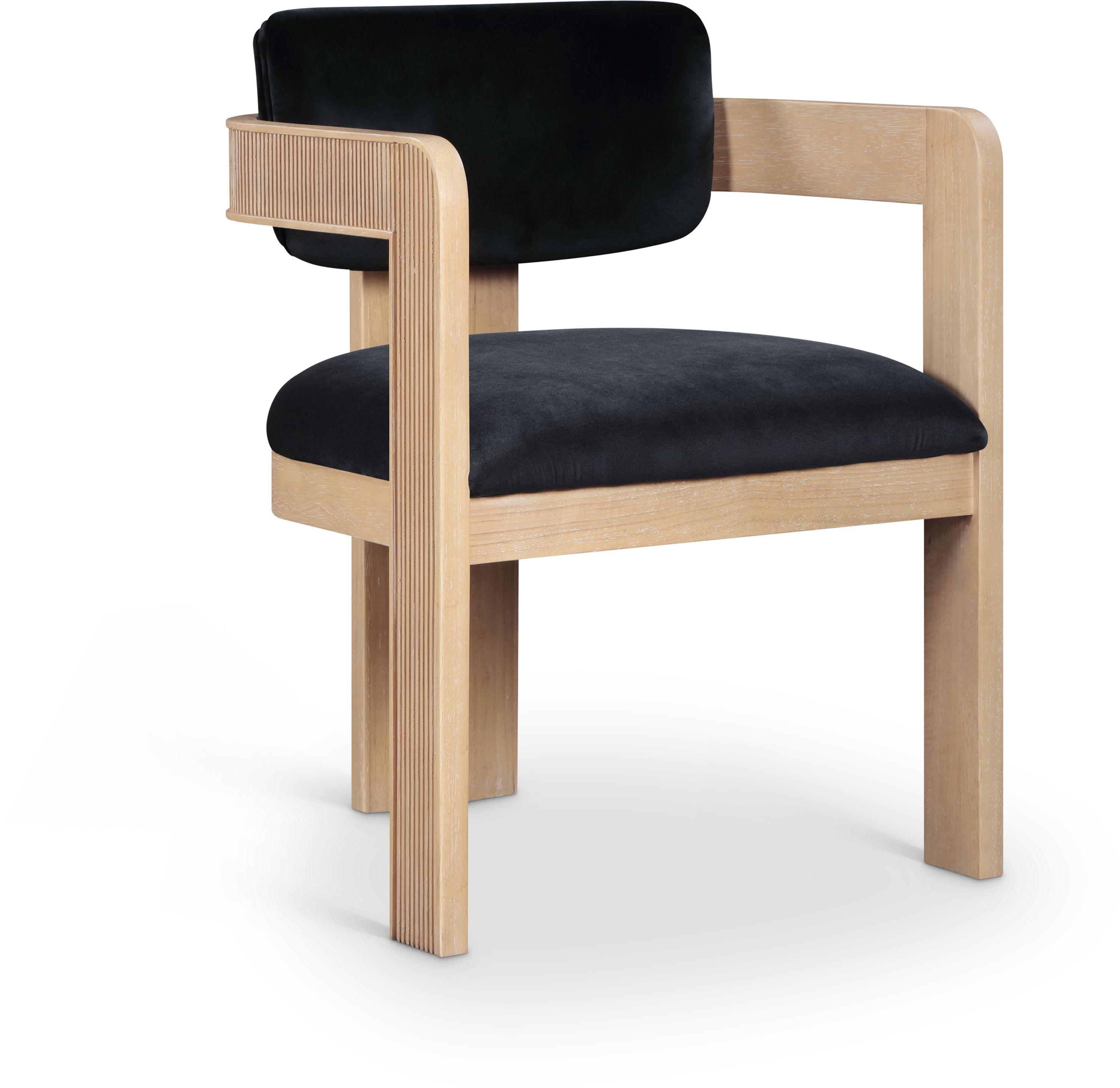 Sacha - Velvet Dining Chair With Natural Base (Set of 2) - Black